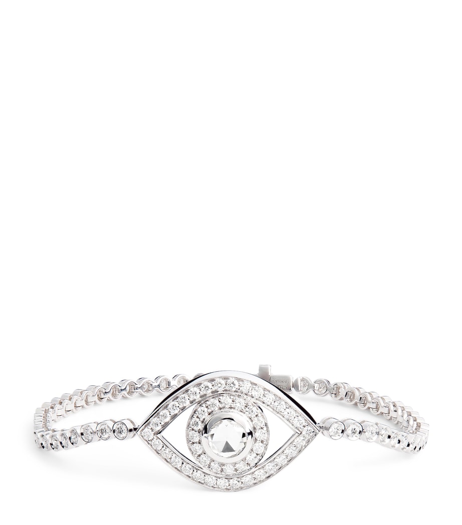 White Gold, Rose-Cut Diamond and Pavé Diamonds Protected Eye Bracelet WHITE GOLD Image 1