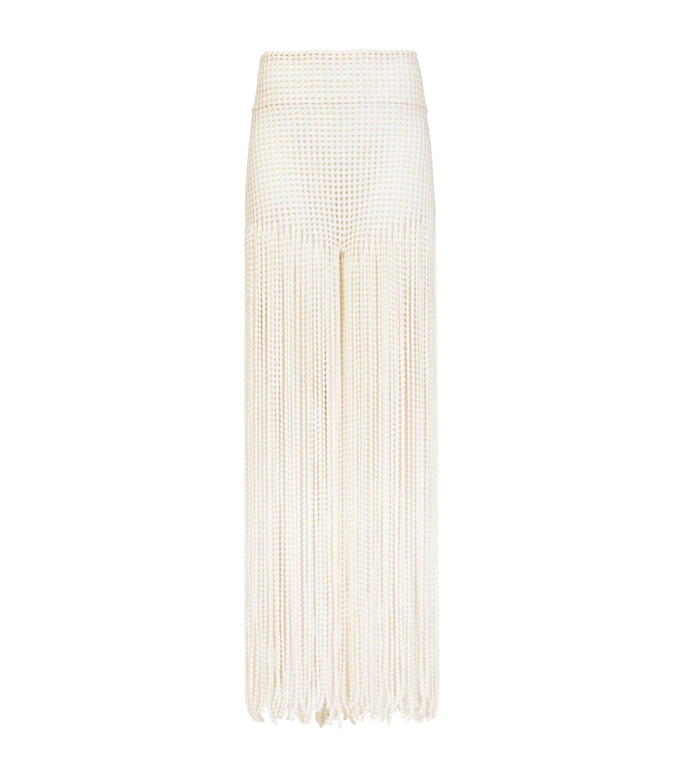Alaïa Womens 3D Knit Fringe Trousers Blanc Naturel Image 1