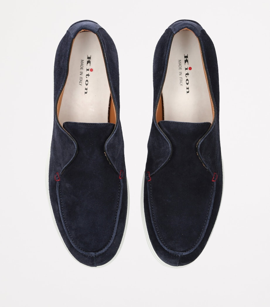 Kiton Suede Slip-On Loafers Navy Image 4