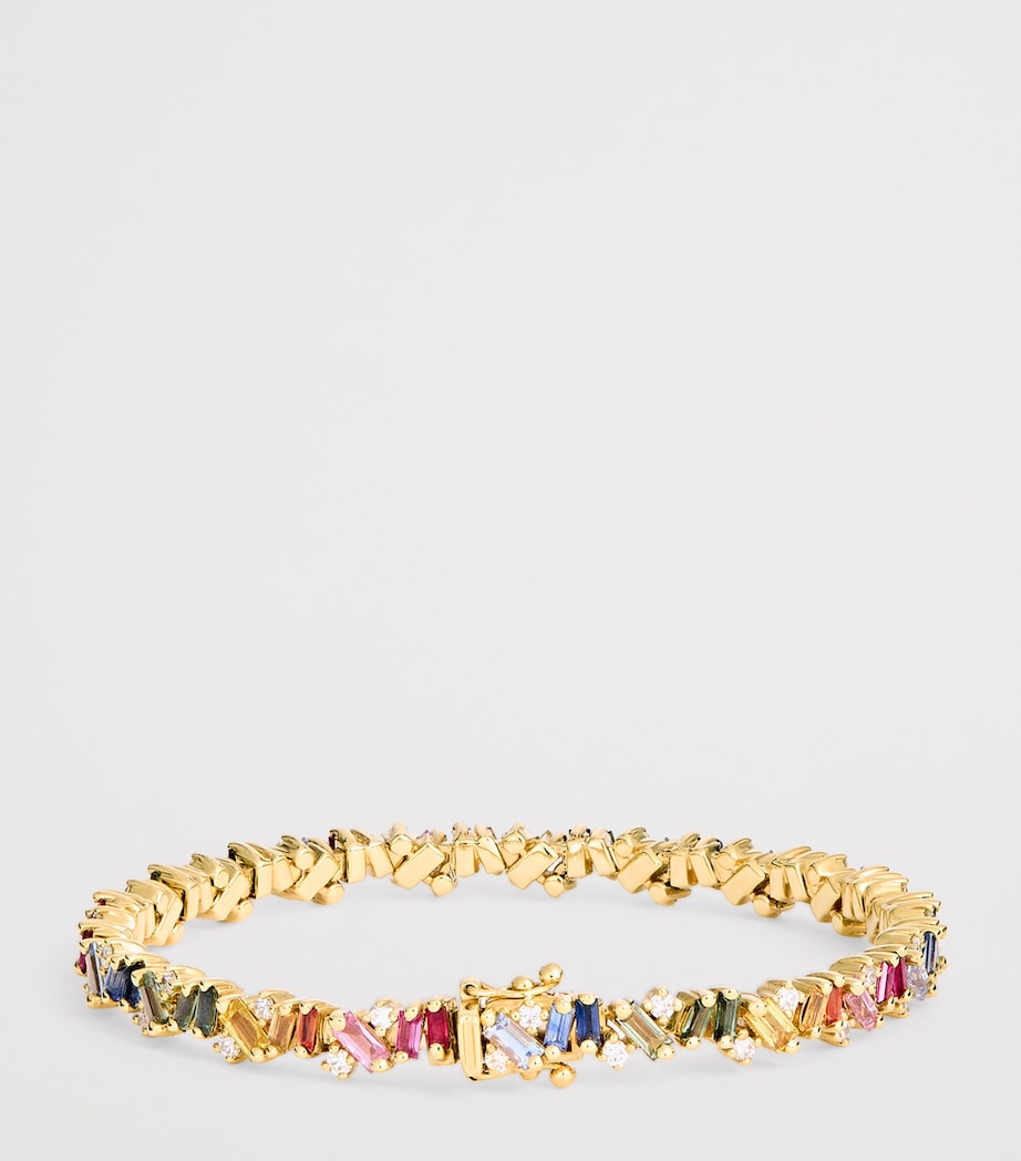 Yellow Gold and Rainbow Sapphire Frenzy Tennis Bracelet 18K YG/RS Image 3