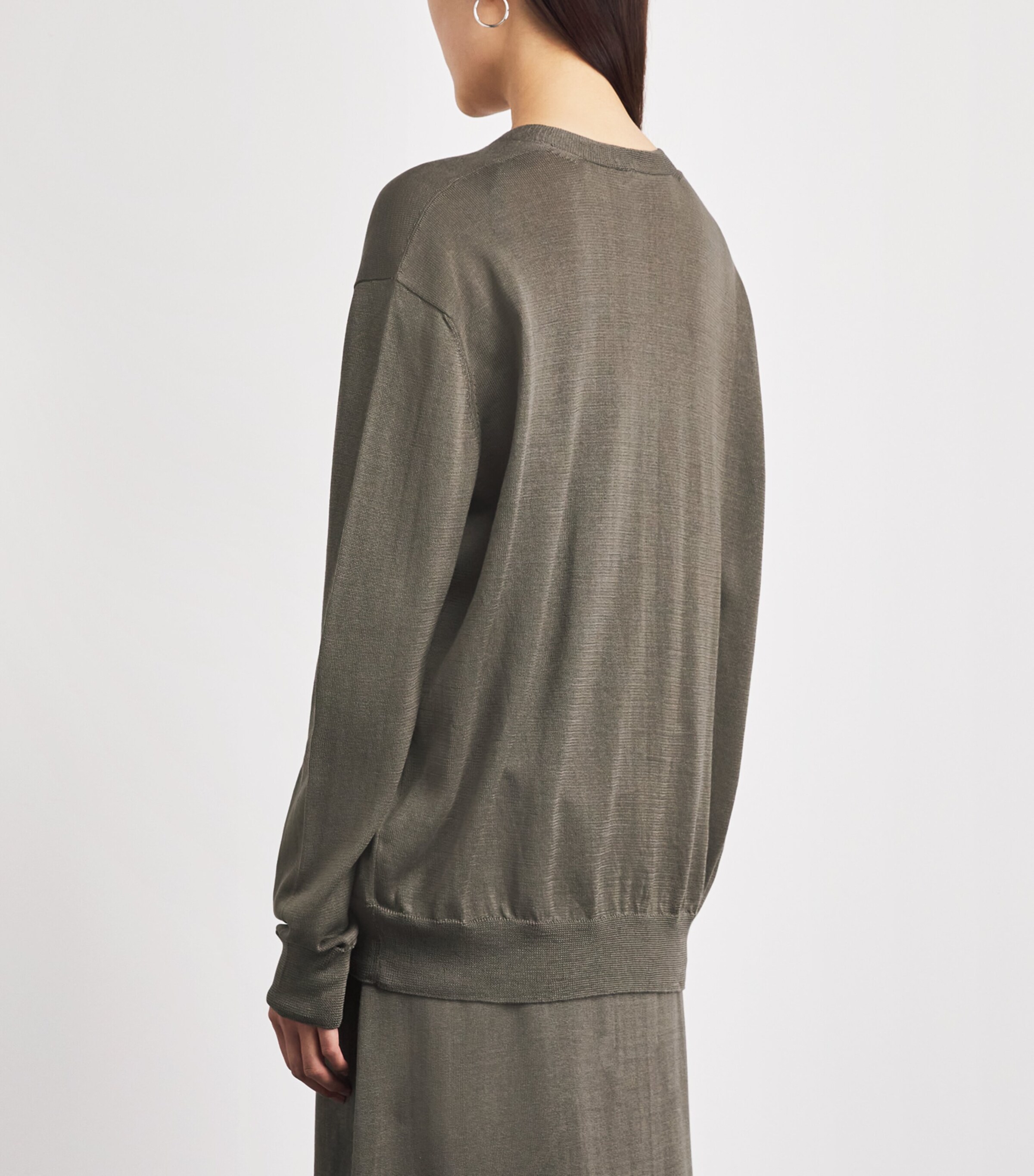 Lauren Manoogian Womens Pima Cotton Veil Cardigan Rock Image 5