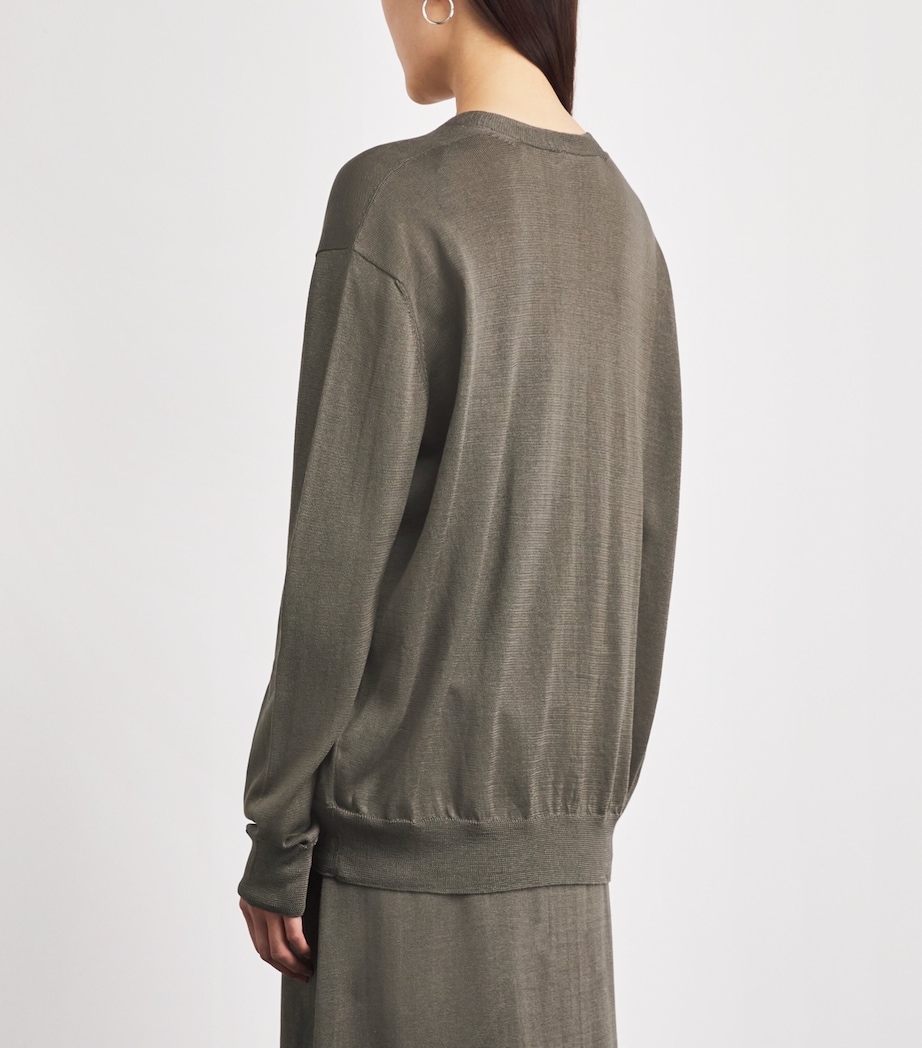 Lauren Manoogian Womens Pima Cotton Veil Cardigan Rock Image 5