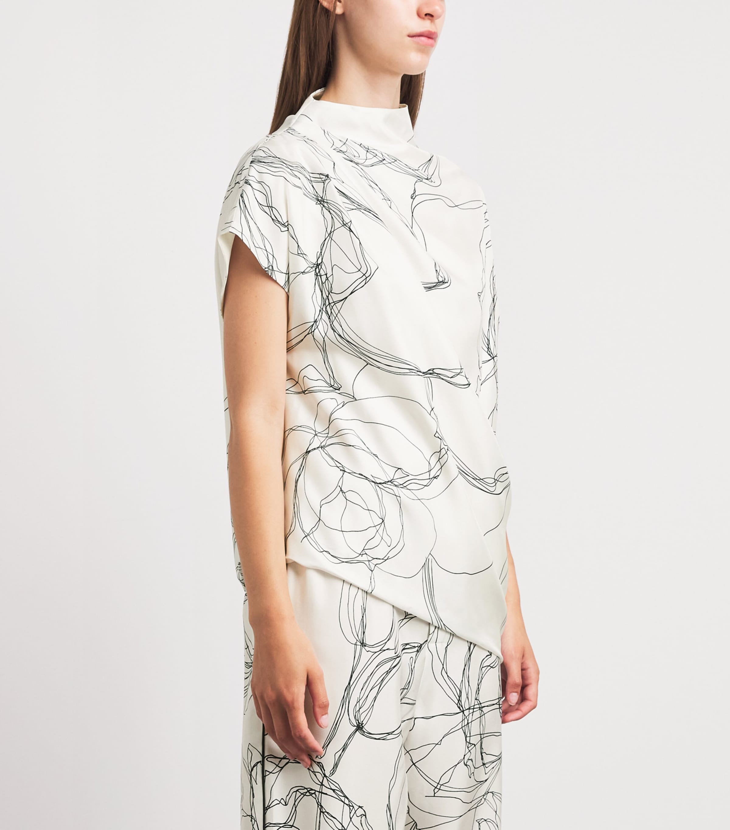 Fabiana Filippi Womens Silk Twill Printed Blouse Bianco Image 4
