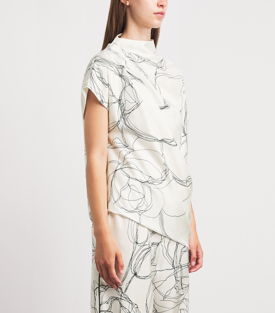 Fabiana Filippi Womens Silk Twill Printed Blouse Bianco Image 4