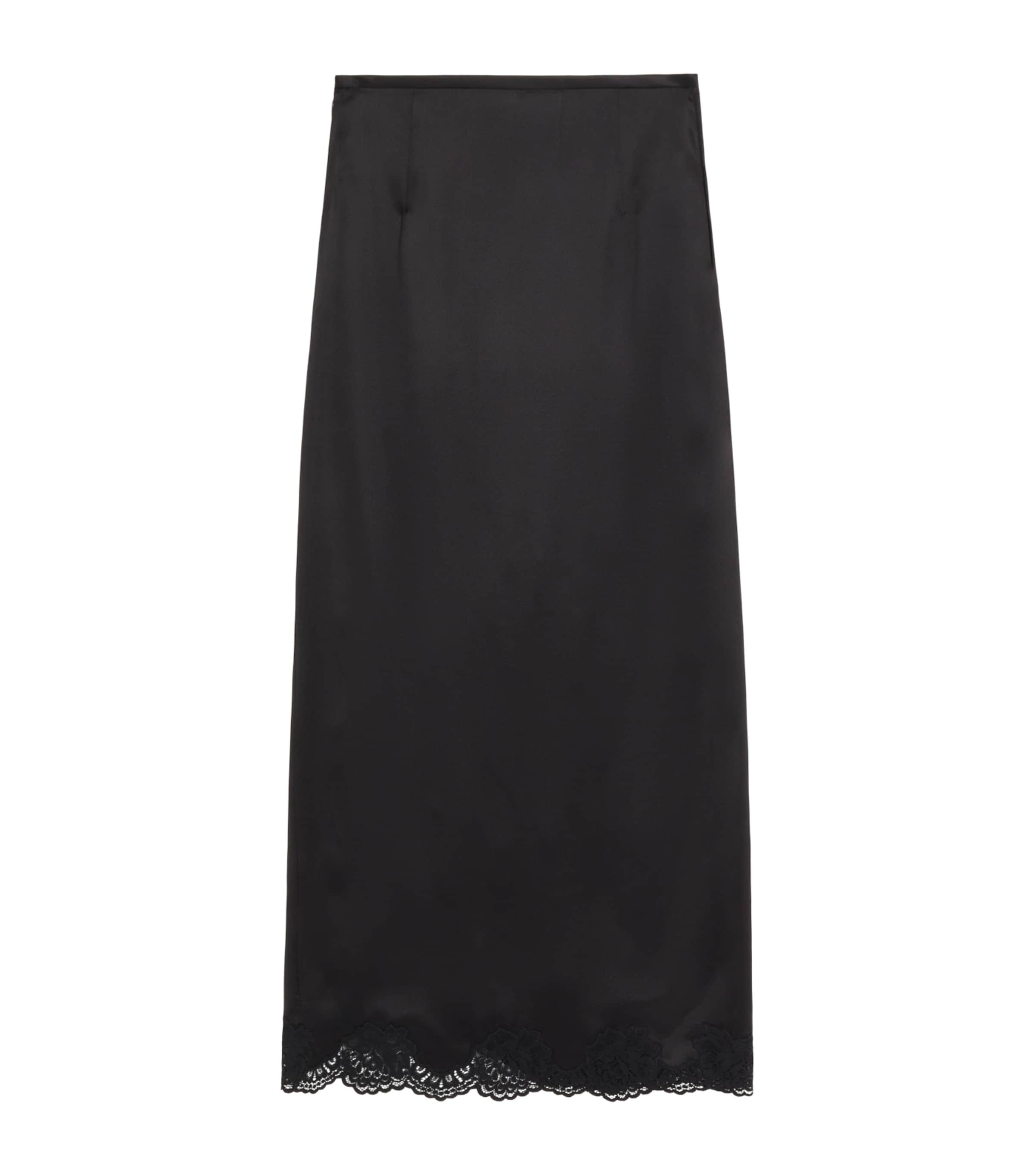 Valentino Womens Silk Lace-Trim Midi Skirt Image 2