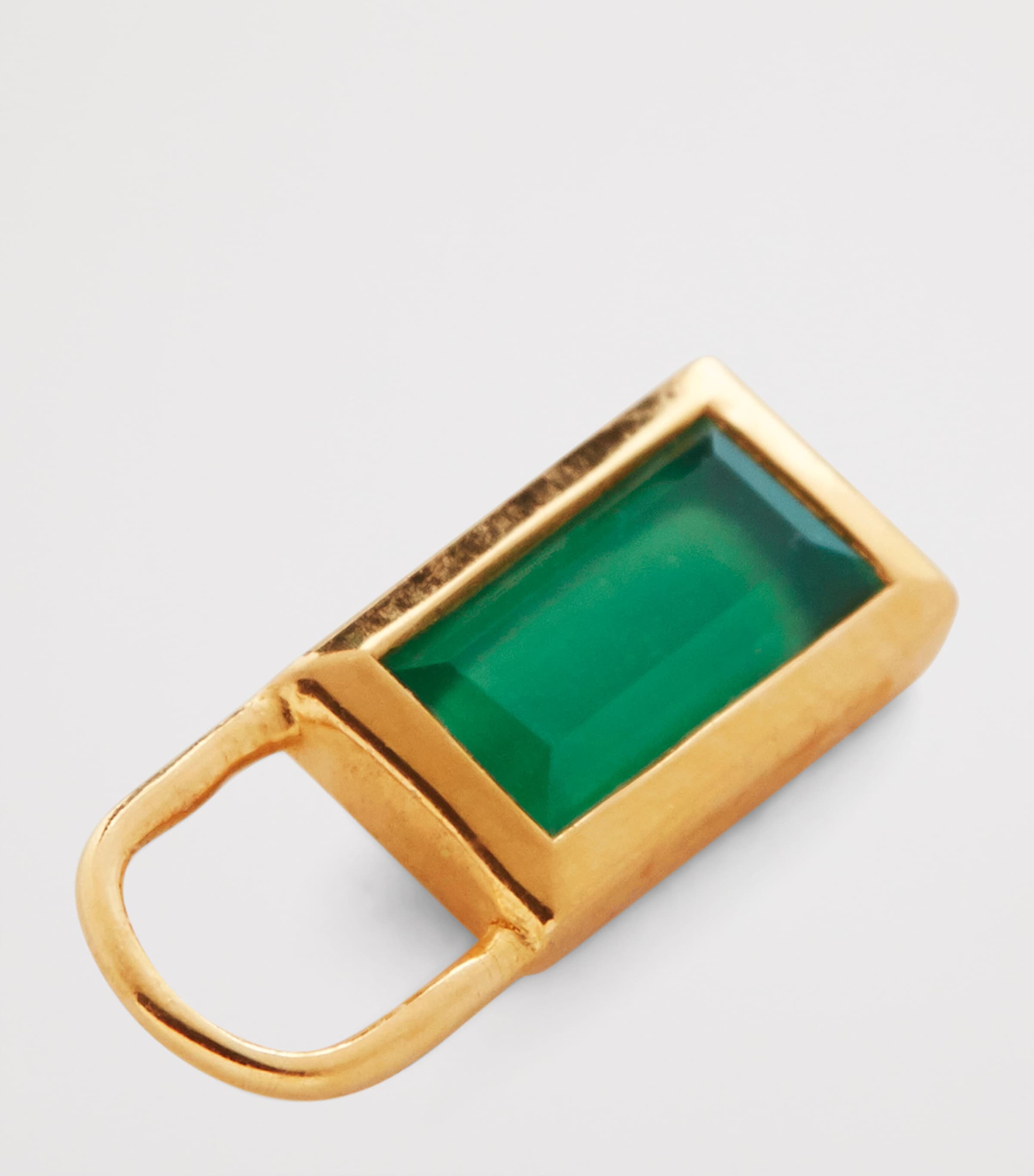 Gold Vermeil and Green Onyx Baguette Gemstone Hoop Charm 18K GOLD VERMEIL Image 2