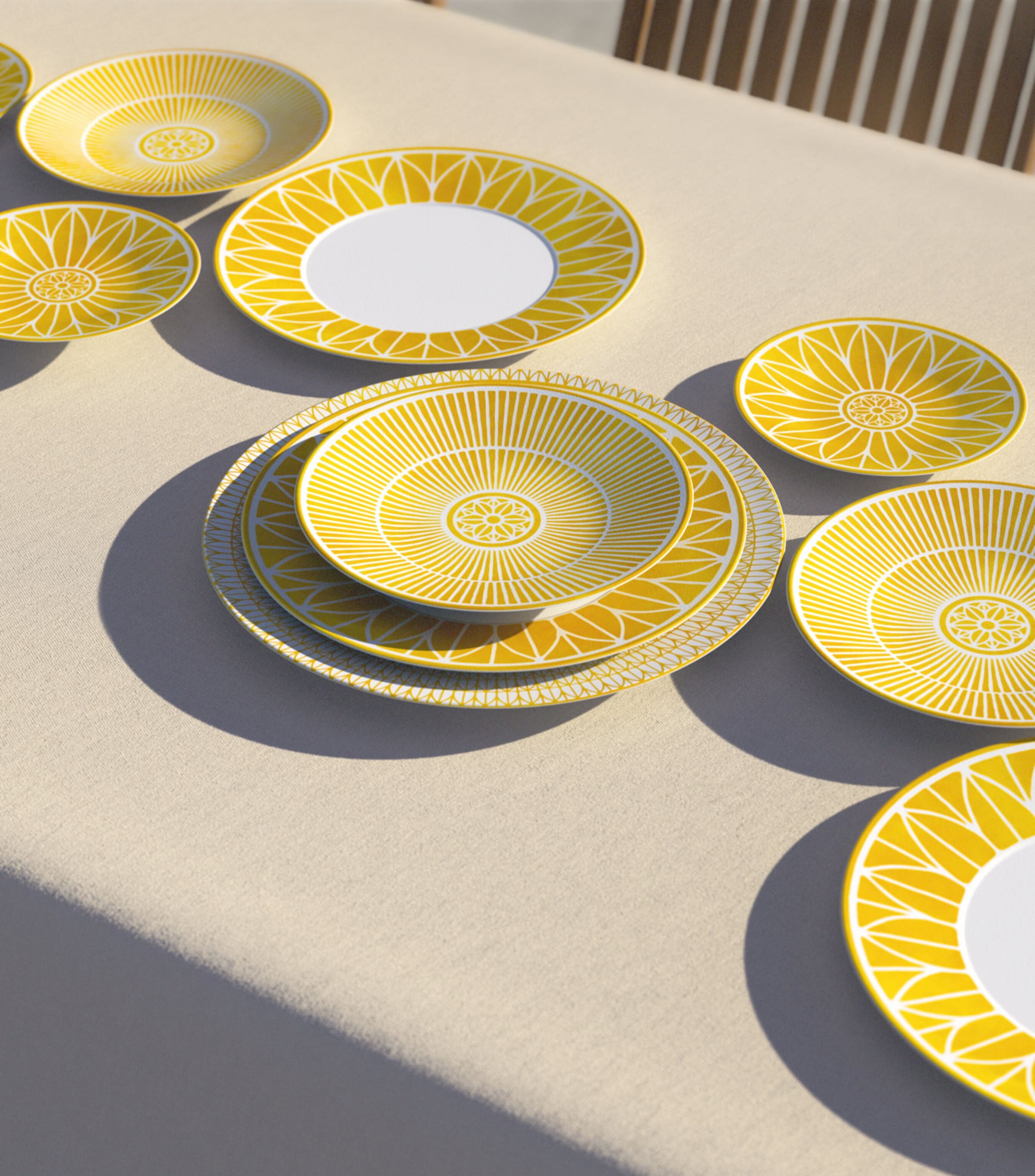 Christofle Porcelain Malmaison Riviera Bread Plate (16cm) White/yellow Image 5