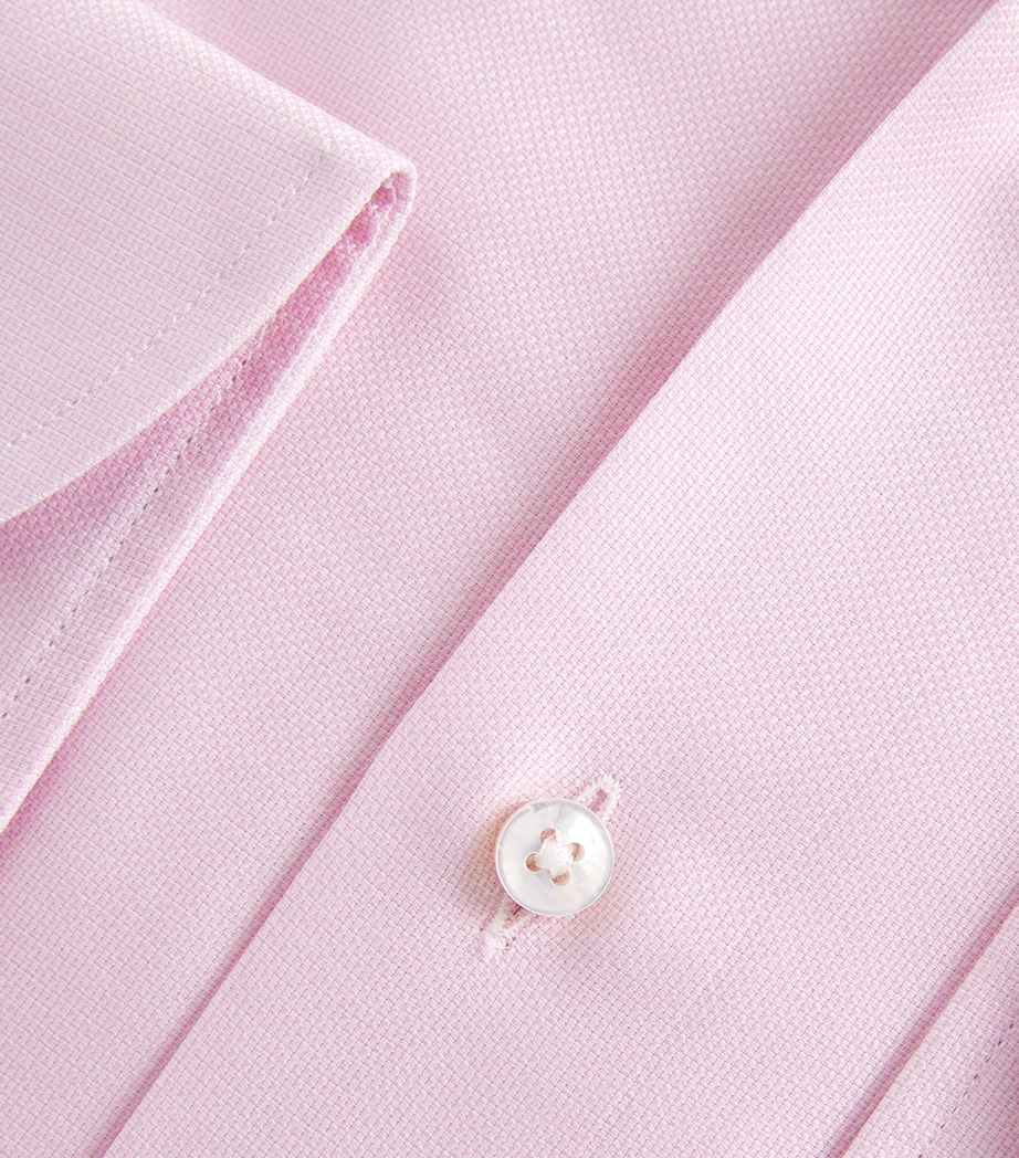 Canali Mens Cotton Textured Shirt Pink Image 6