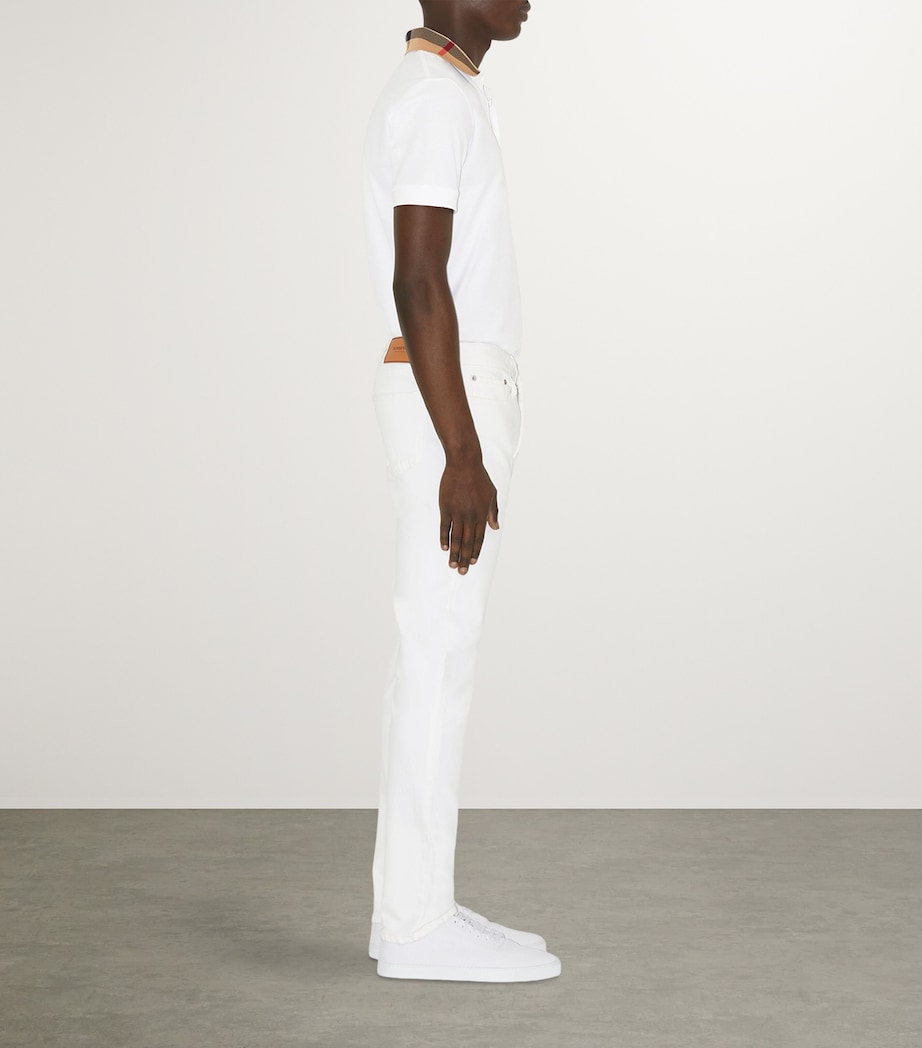 Cotton Check-Collar Polo Shirt WHITE Image 3