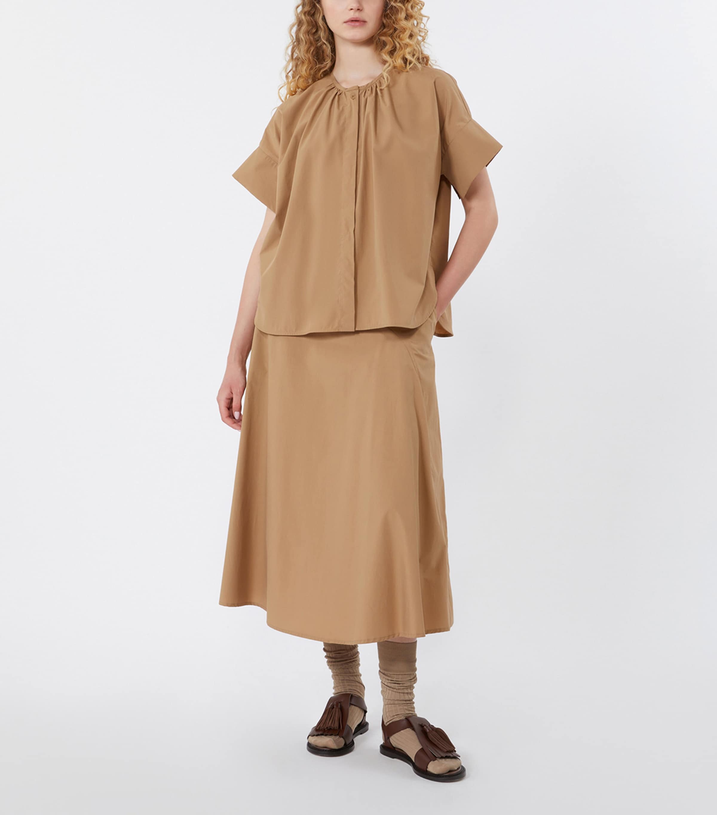 Weekend Max Mara Womens Cotton Poplin Blouse Tobacco Image 2