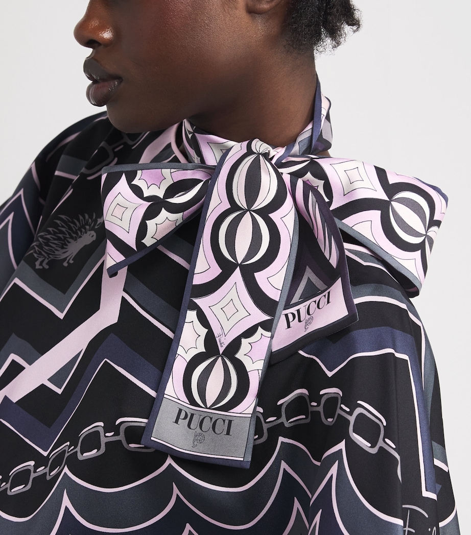 Silk Printed Scarf 1/BLACK PINK Image 3