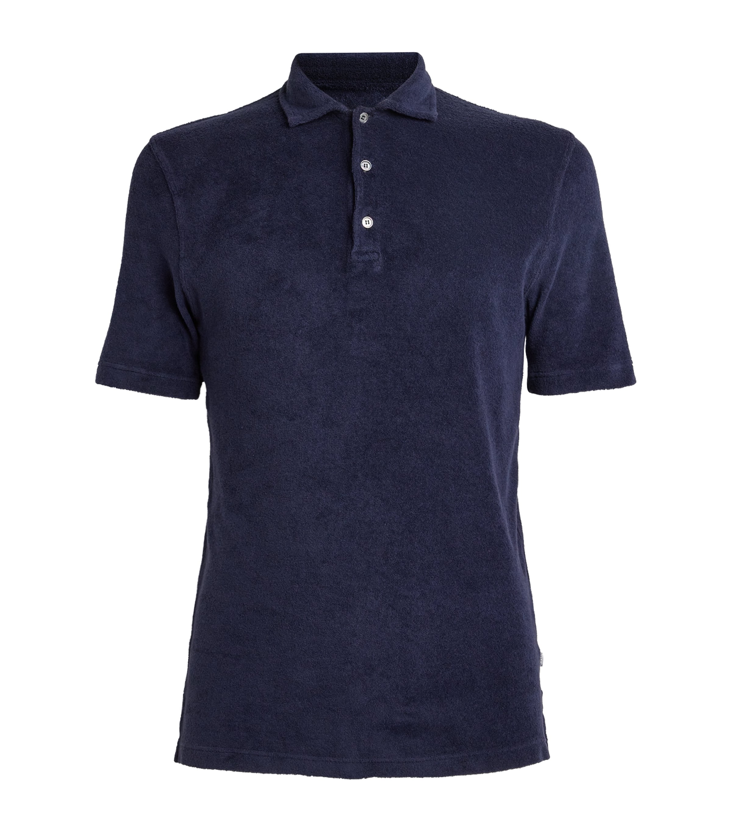 Fedeli Cotton Terry Towelling Polo Shirt In Navy