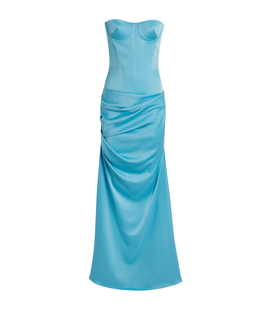 Alex Perry Womens Satin Corset Gown Aqua Image 1