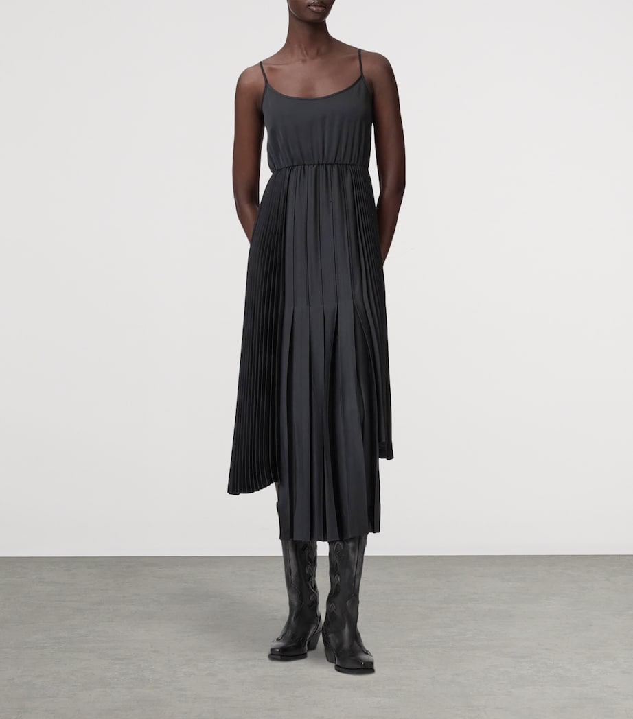 AllSaints Womens Lucille 2-In-1 Midi Dress Carbon Blue Image 2