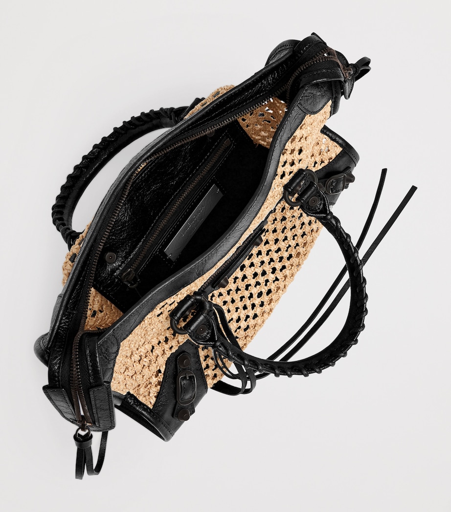 Balenciaga Small Raffia-Lambskin Le City Top-Handle Bag Image 7
