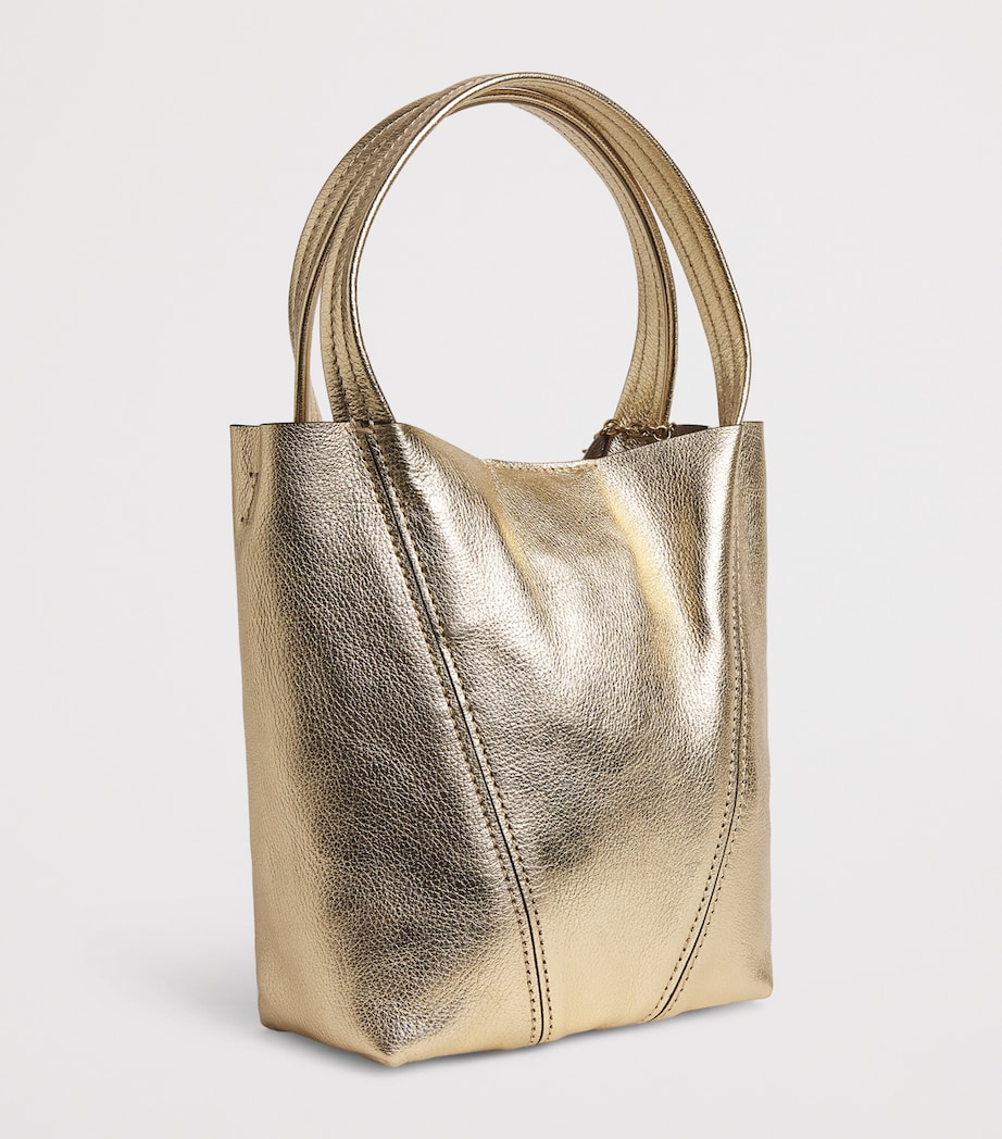 Small Leather Spin Tote Bag LIGHT GOLD Image 3
