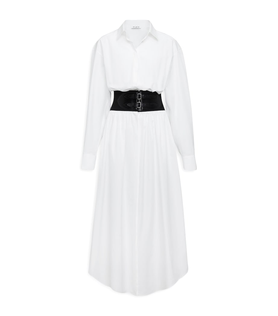 Belted Shirt Midi Dress BLANC Image 1