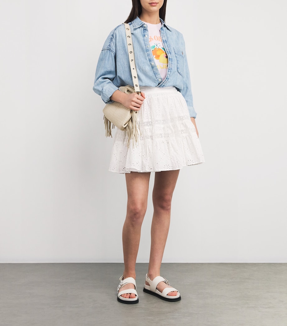 Cotton Embroidered Mini Skirt WHITE Image 2