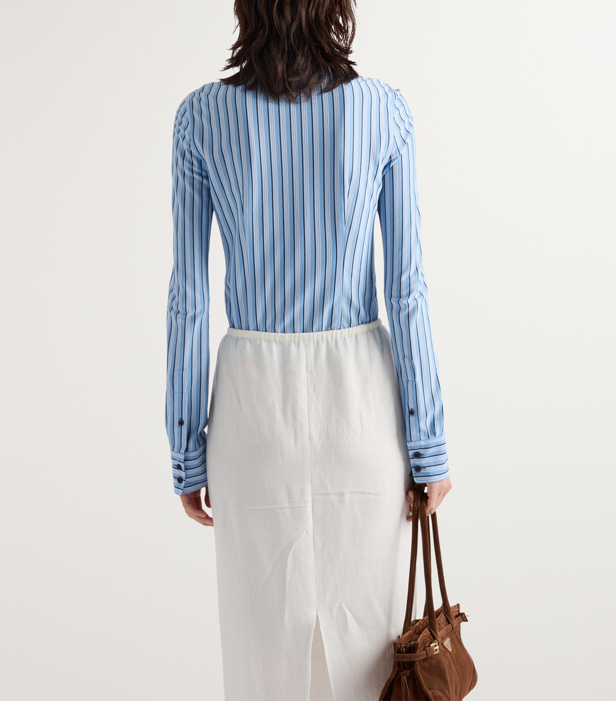 Prada Womens Cotton Piqué Striped Shirt Image 4