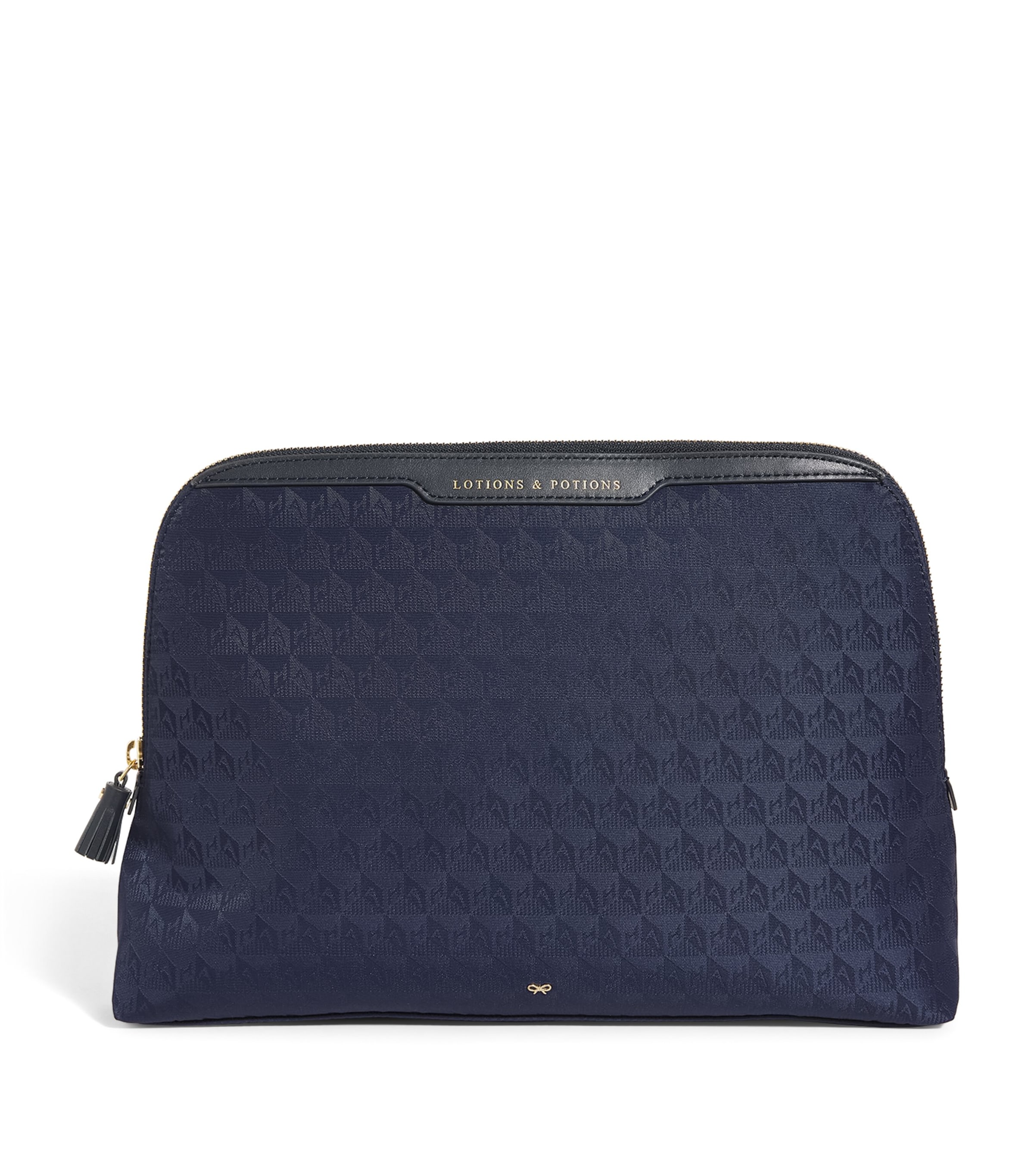 Shop Anya Hindmarch Jacquard Lotions And Potions Pouch In Blue