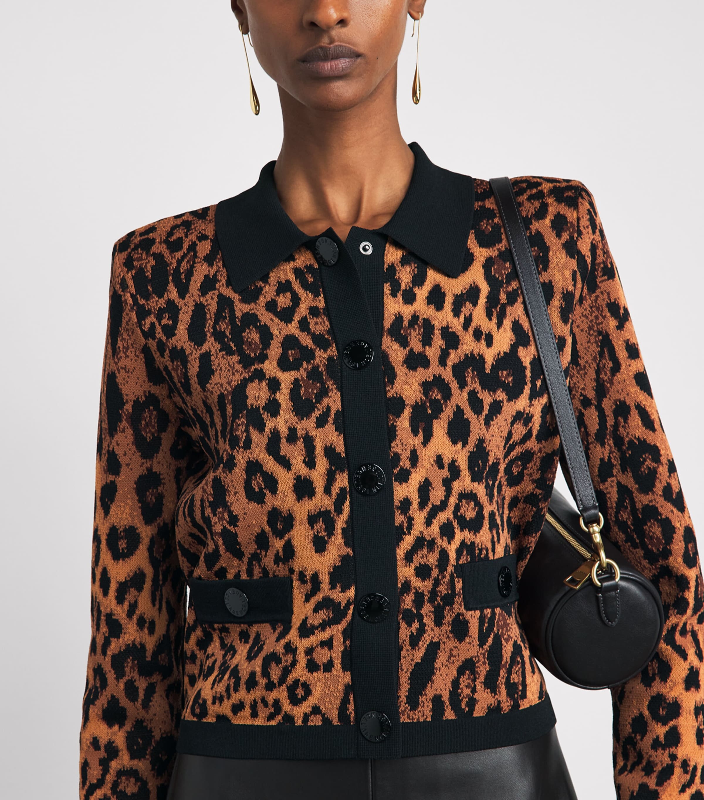 L'Agence Womens Leopard Print Osiris Cardigan Tan Mlt Javan Leoprd Image 3