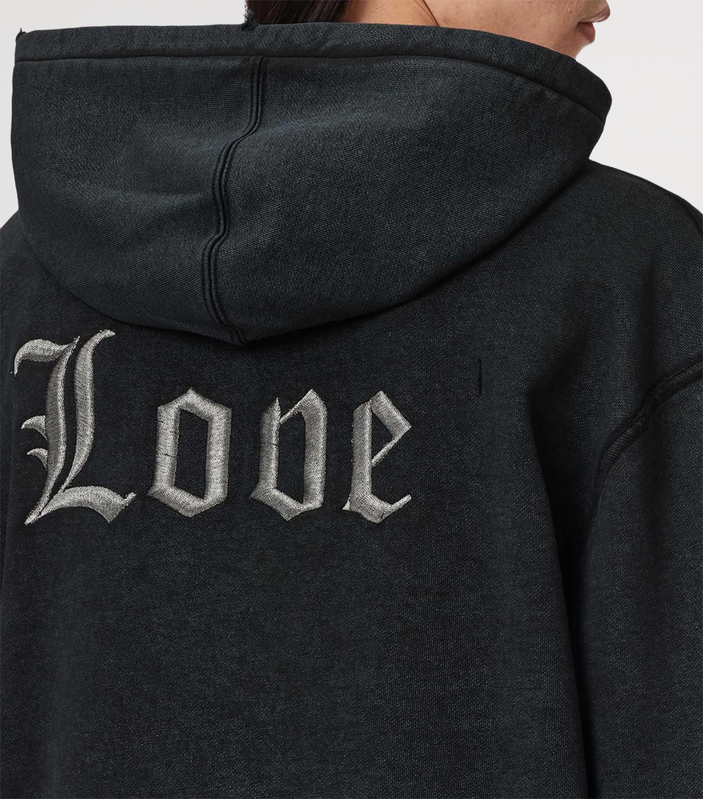 AllSaints Mens Organic Cotton Utopia Hoodie Washed Black Image 7