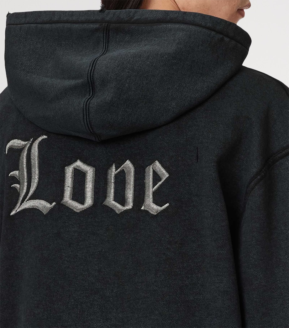 AllSaints Mens Organic Cotton Utopia Hoodie Washed Black Image 7