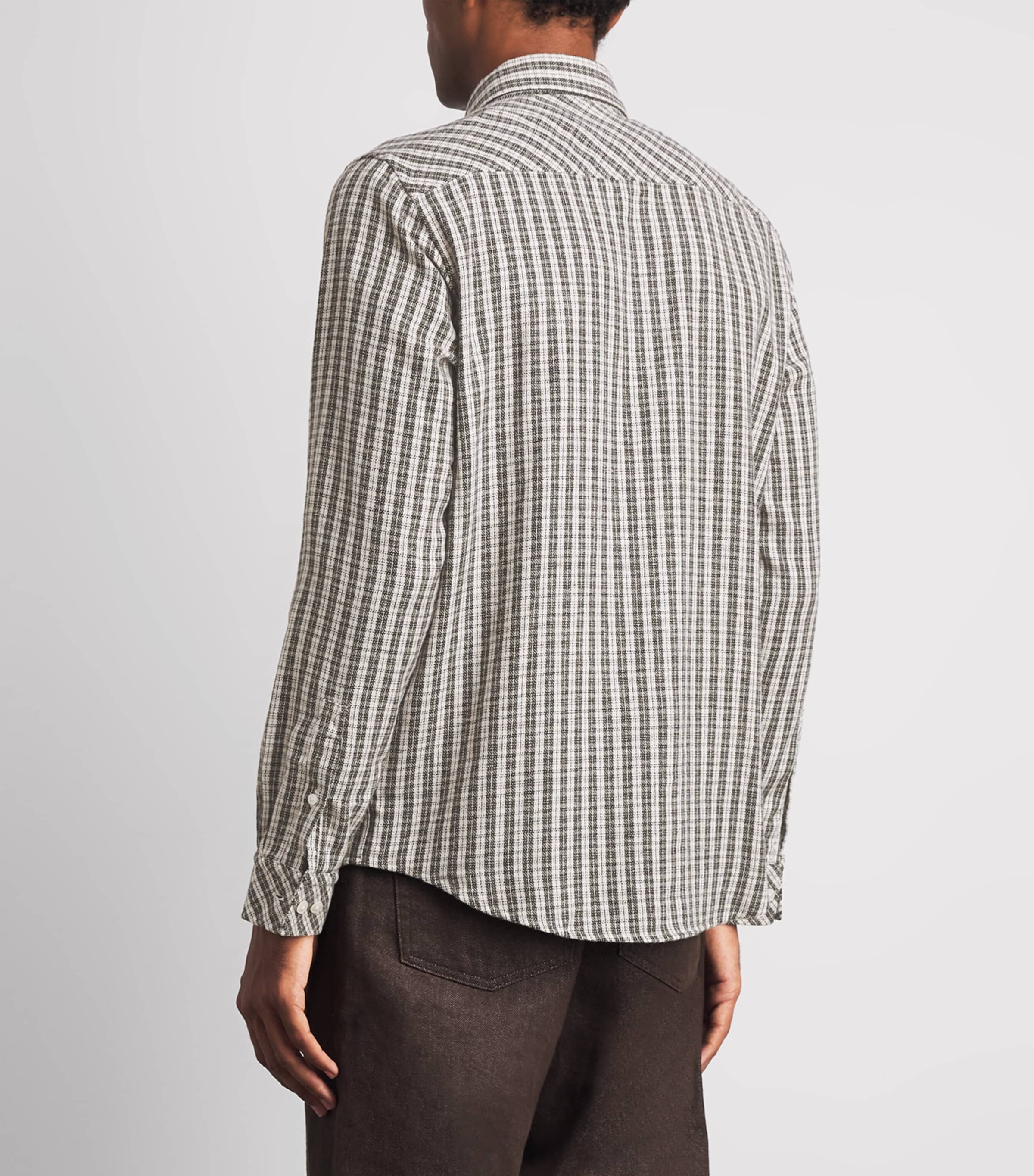 Samsøe Samsøe Mens Organic Cotton Check Saryan Shirt Brown Ch. Image 5