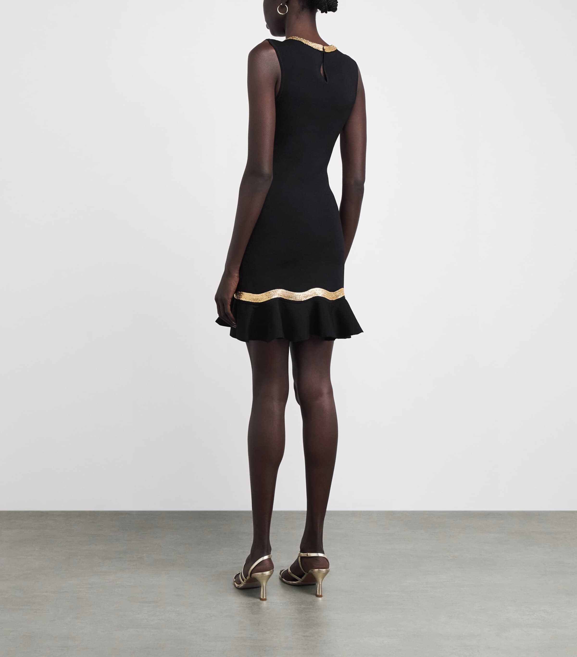 Sandro Paris Womens Knitted Chain-Detail Mini Dress Black Image 4