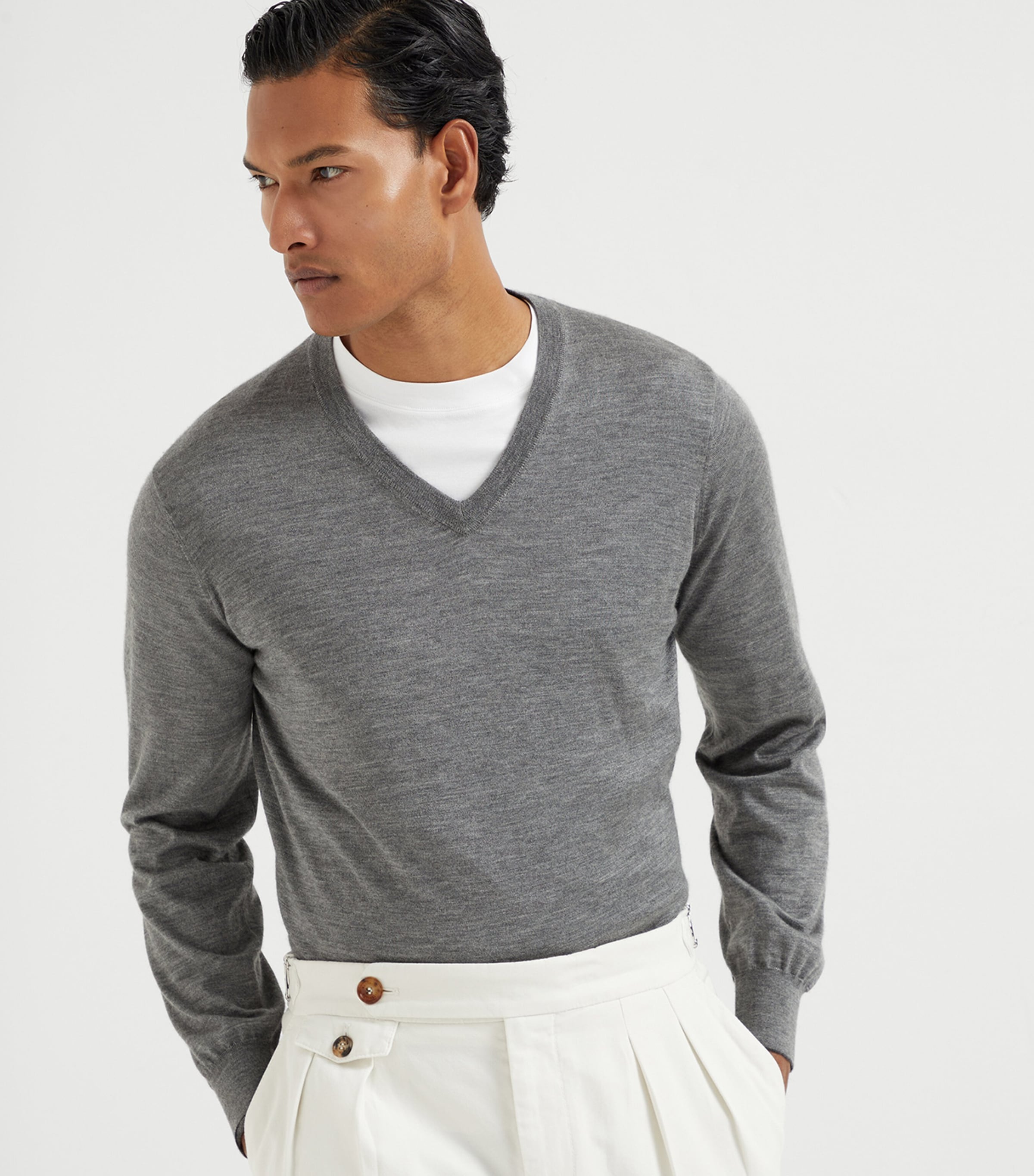 Brunello Cucinelli Cashmere-Silk V-Neck Sweater | Harrods UK