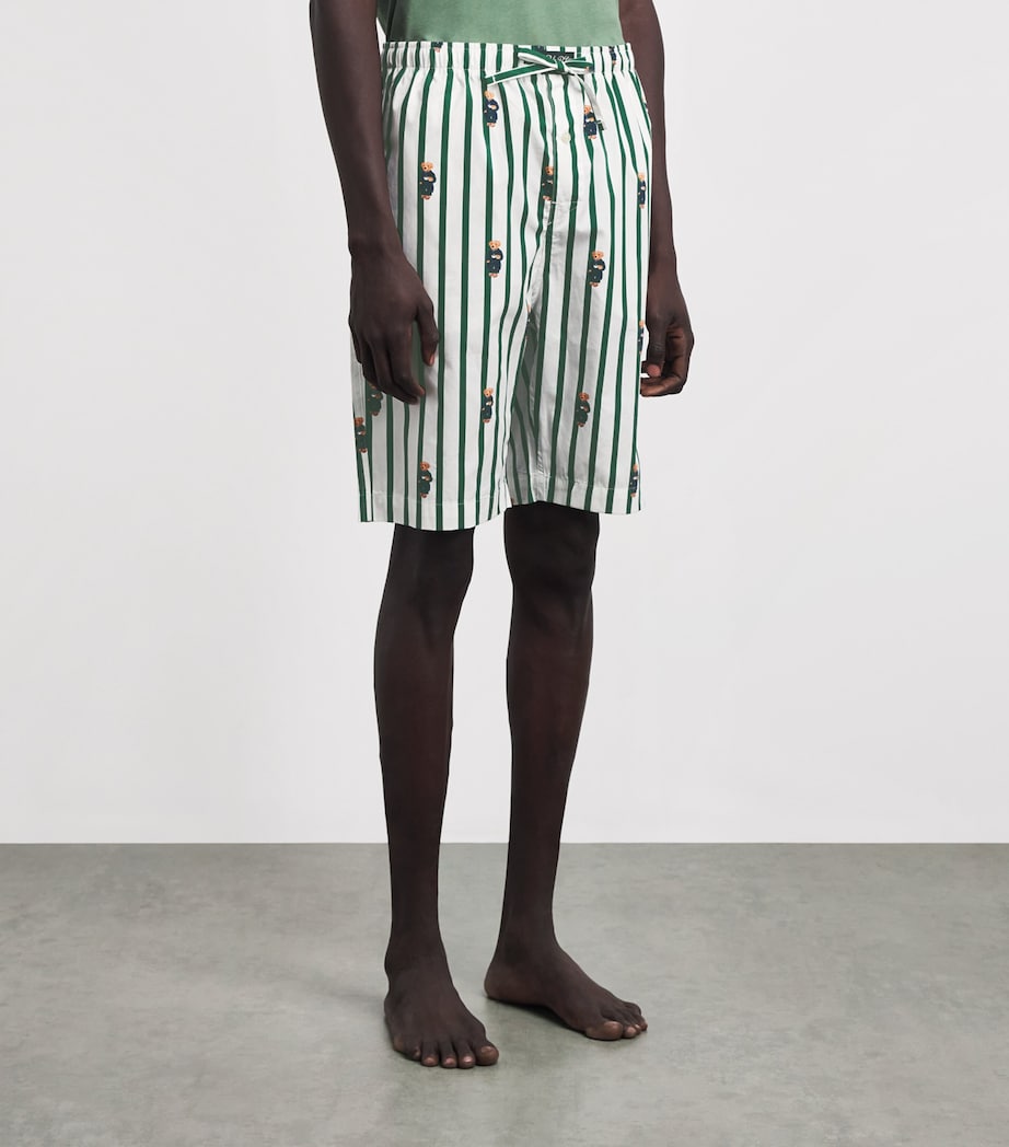 Polo Ralph Lauren Mens Cotton Stripe Polo Bear Pyjama Shorts Verano Green/wht Aob Image 4