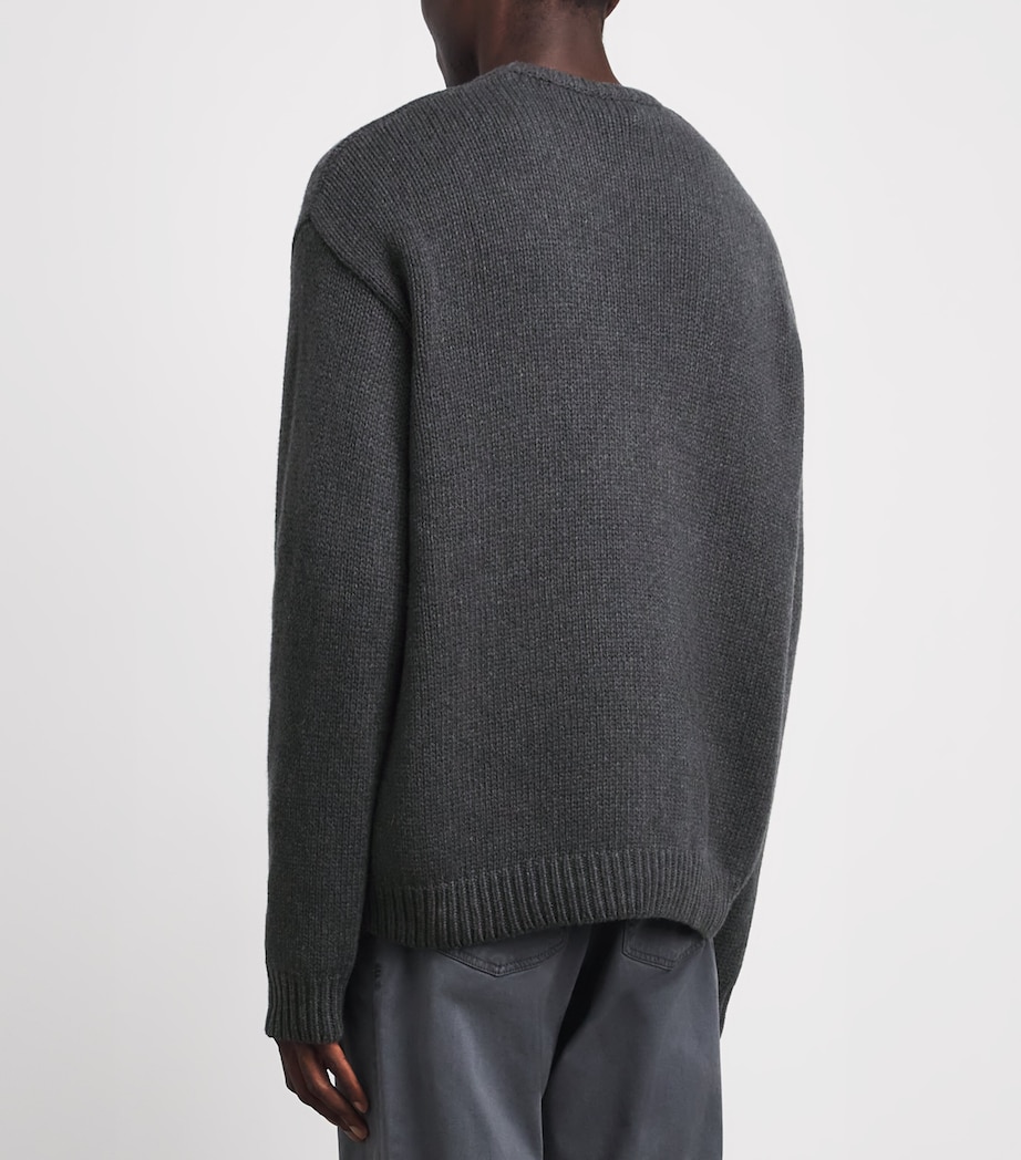 A.P.C. Mens Wool Logo George Sweater Plc Hathrd Anthract Image 5