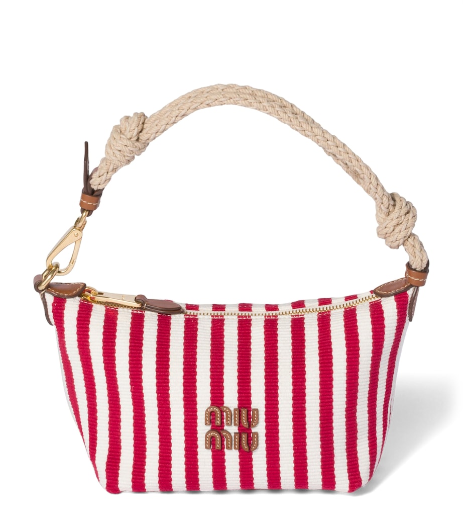 Miu Miu Cotton Stripe Pouch Bag Red Image 1