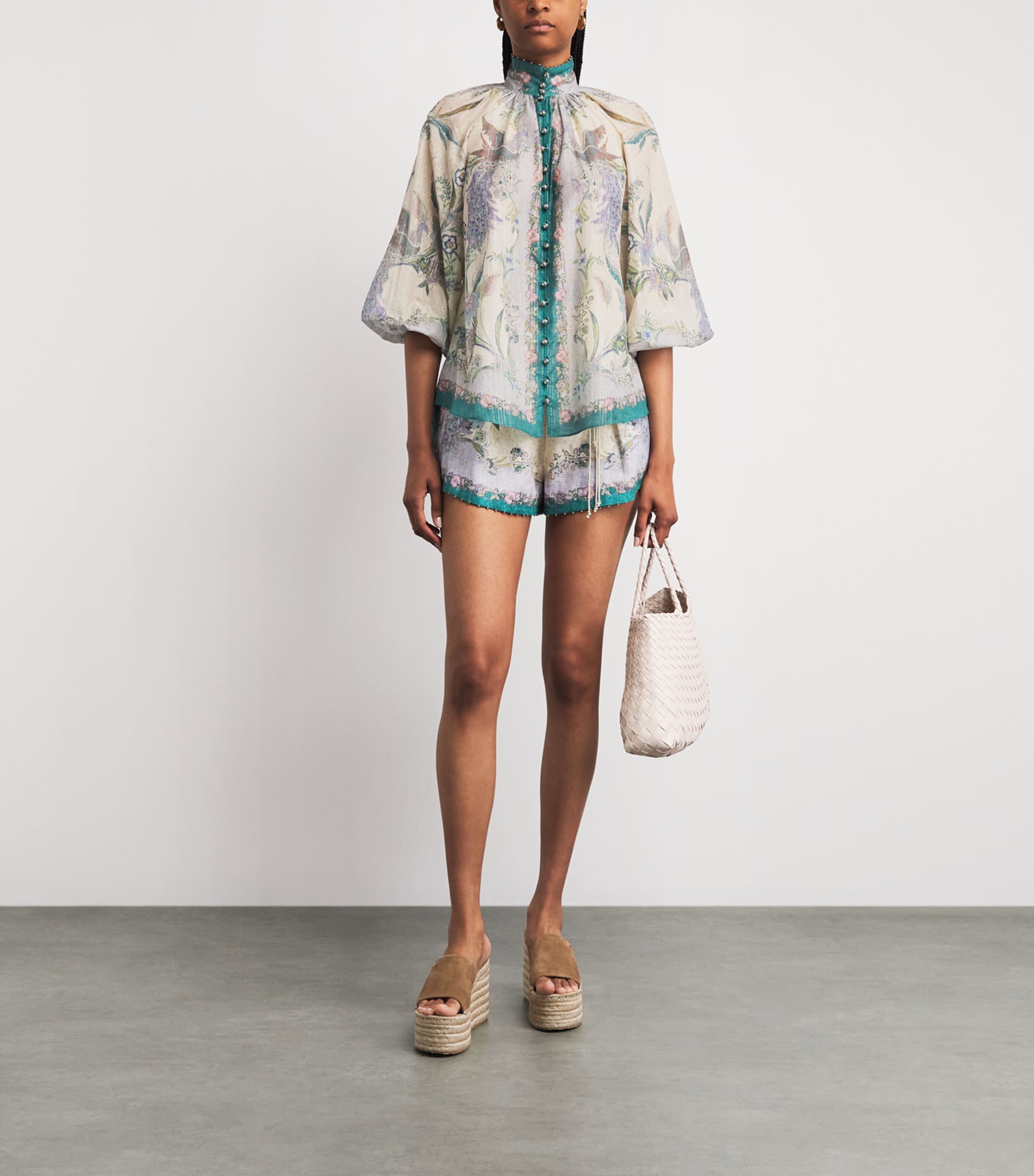 Zimmermann Indra Printed Metallic Cotton And Silk-blend Blouse In Multi