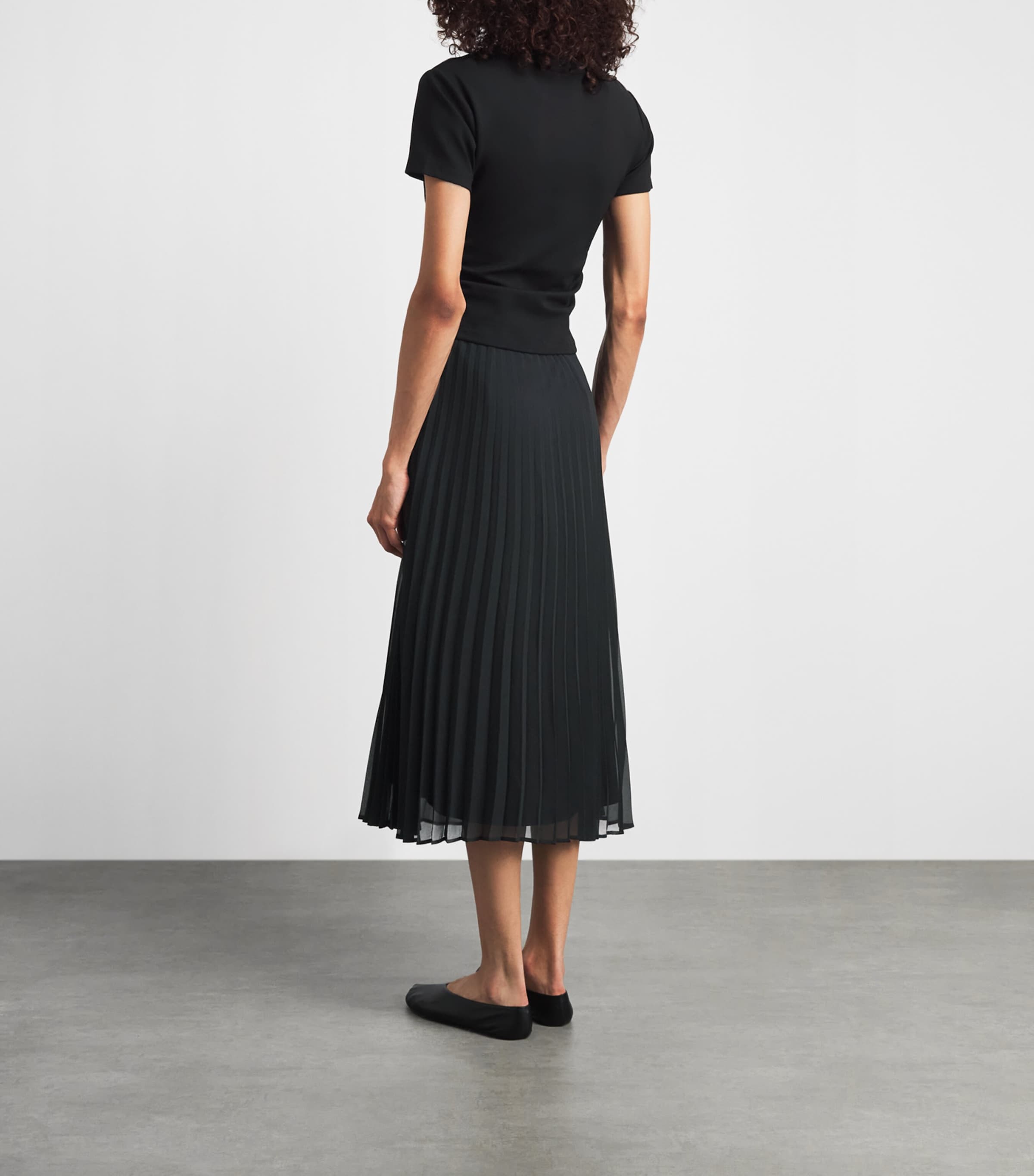 Claudie Pierlot Womens Hybrid Pleated T-Shirt Midi Dress Black Image 4