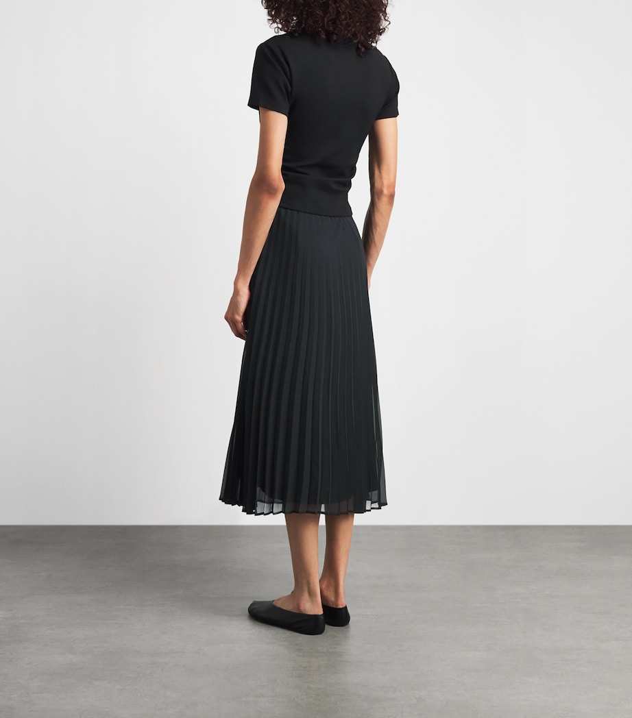 Claudie Pierlot Womens Hybrid Pleated T-Shirt Midi Dress Black Image 4