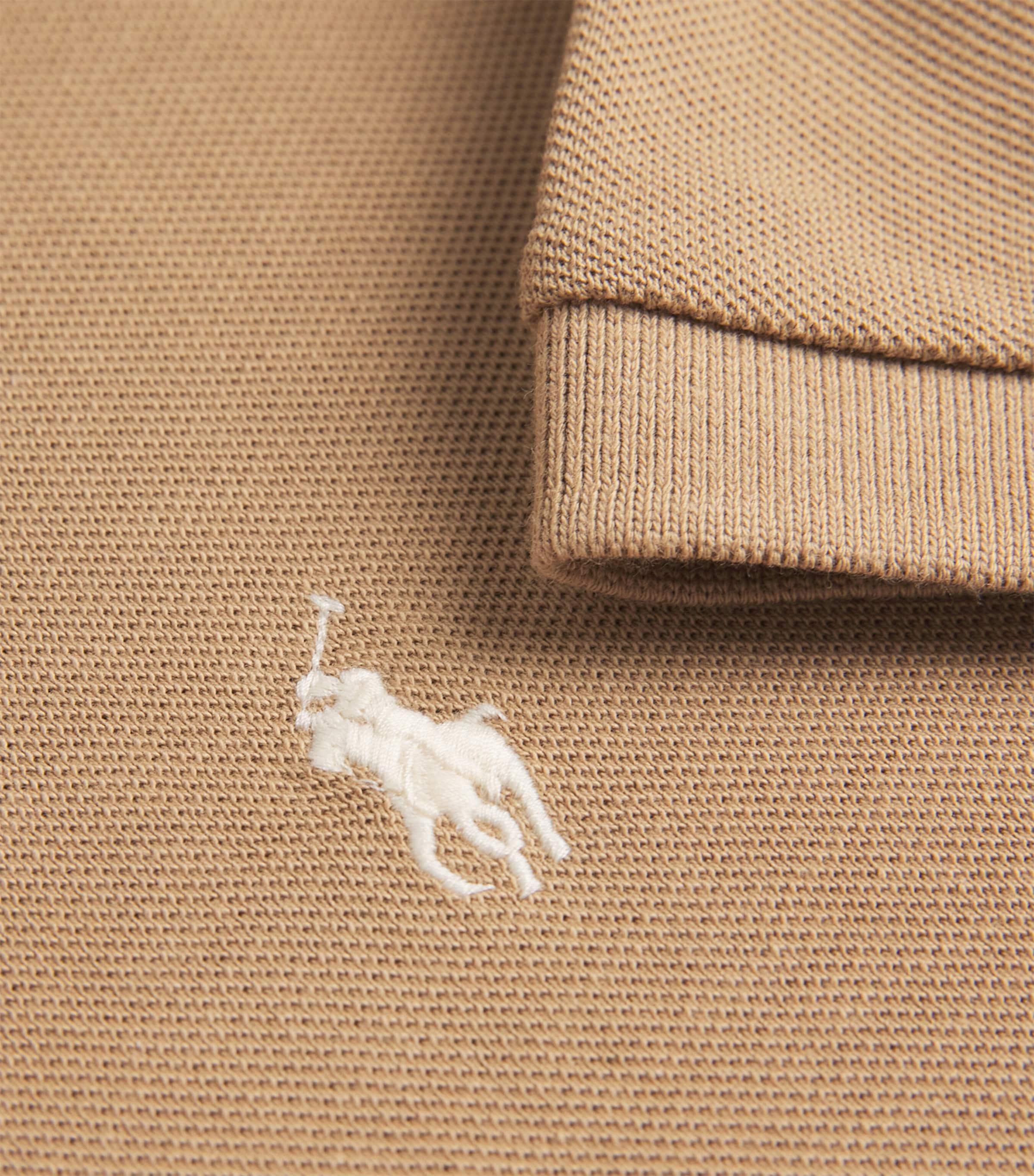 Cotton Mesh Custom-Fit Polo Shirt TAN/CRM Image 5