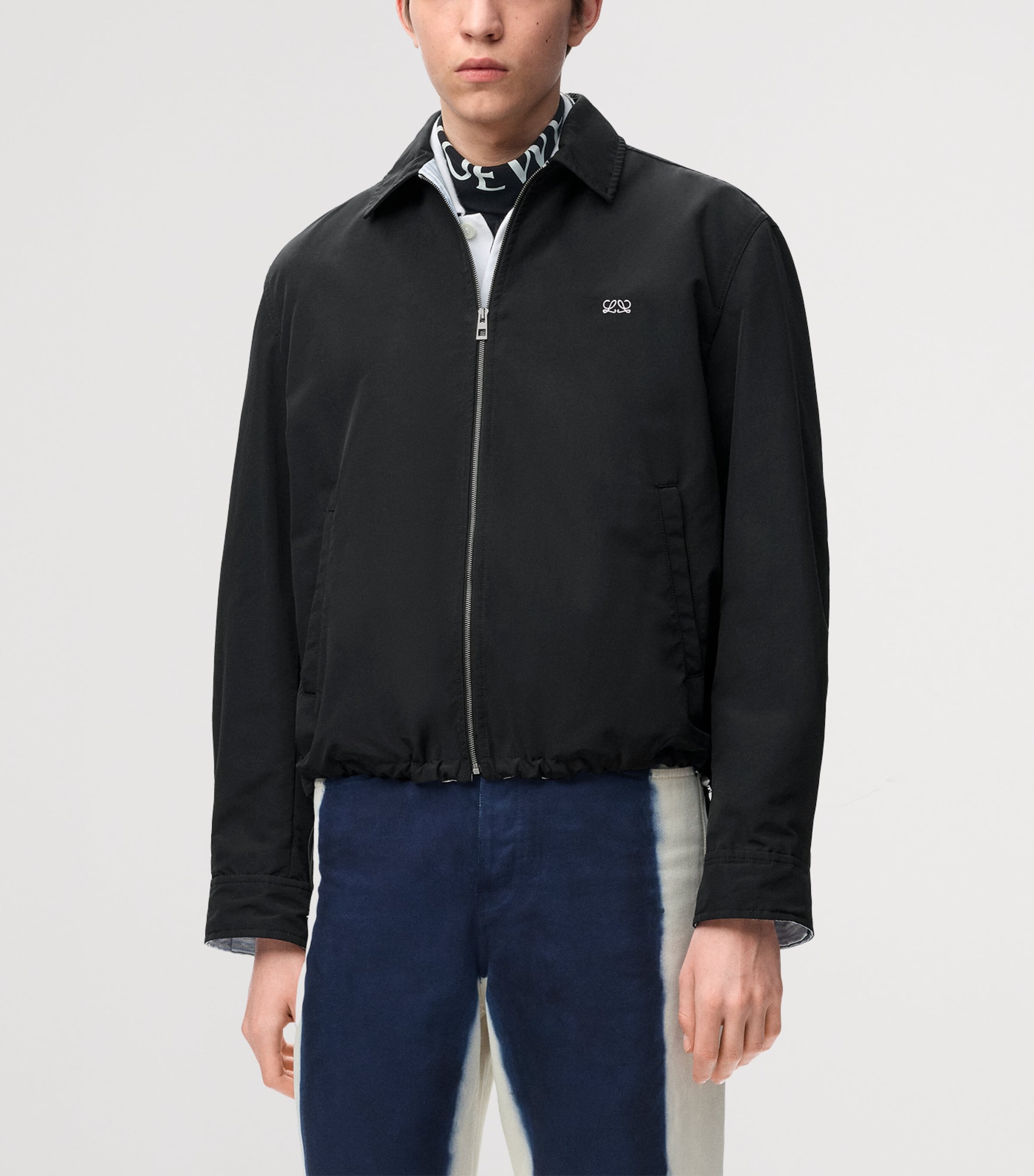 LOEWE Mens Canvas Zip-Up Jacket Black Image 3