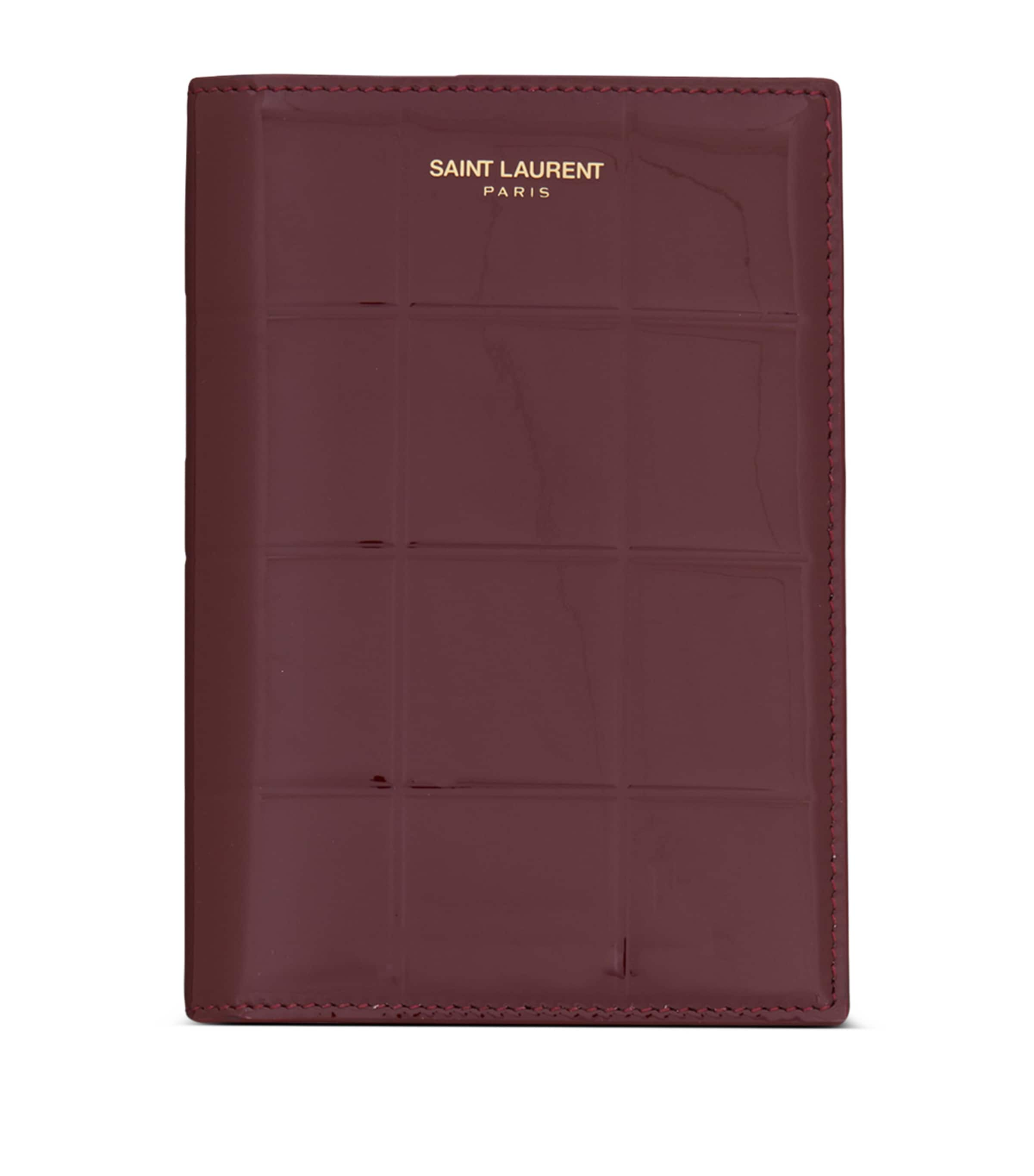 Saint Laurent Leather Cassandre Passport Holder In Red