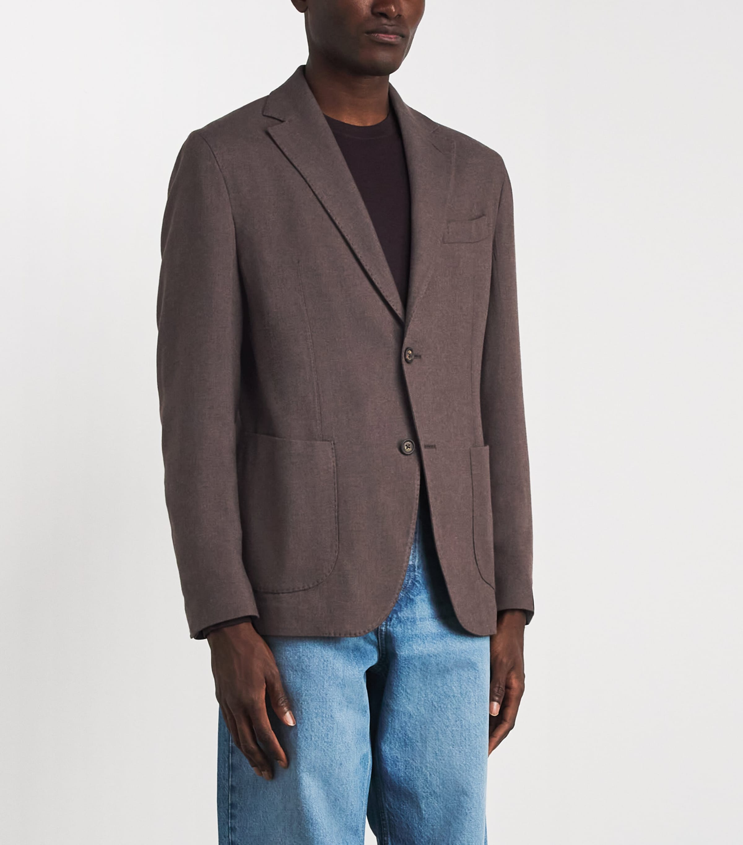Eleventy Mens Silk-Cashmere Unstructured Blazer Moro Image 4