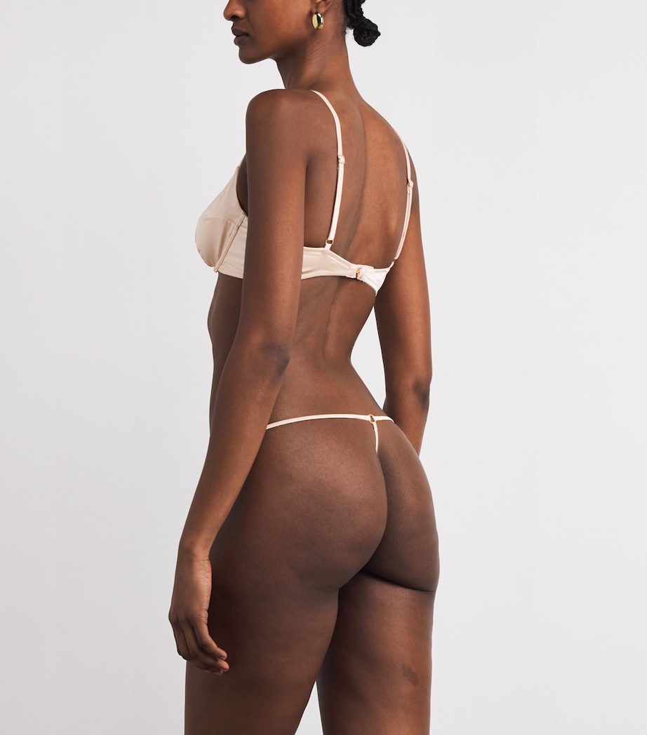 Kiki de Montparnasse Womens Stretch-Silk Tous Les Jours Demi Bra Blush Image 3