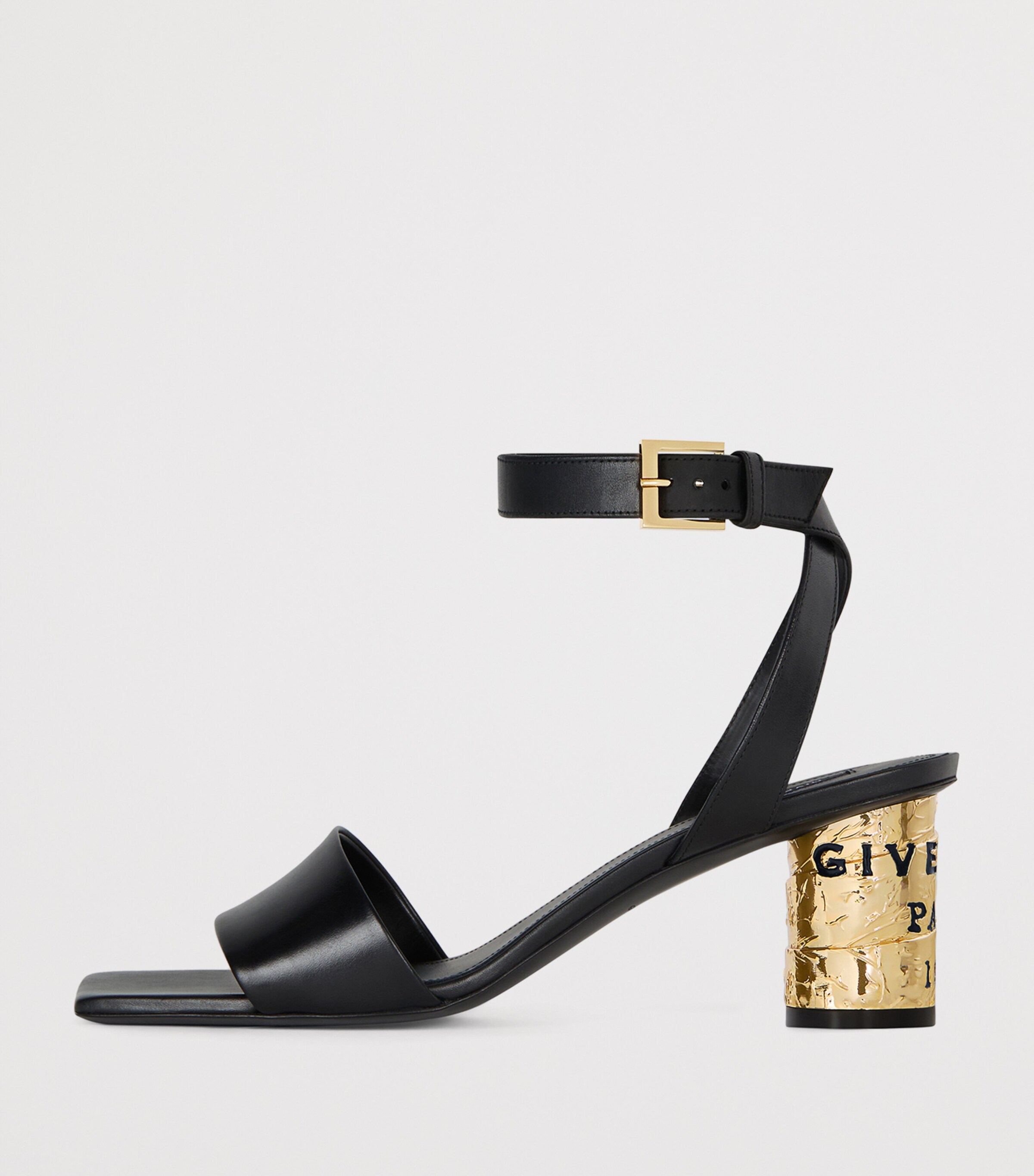 Givenchy Leather Tape Heeled Sandals 65 Black Image 3