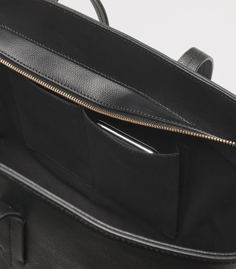 Leather East West Tote Bag BLACK Image 6