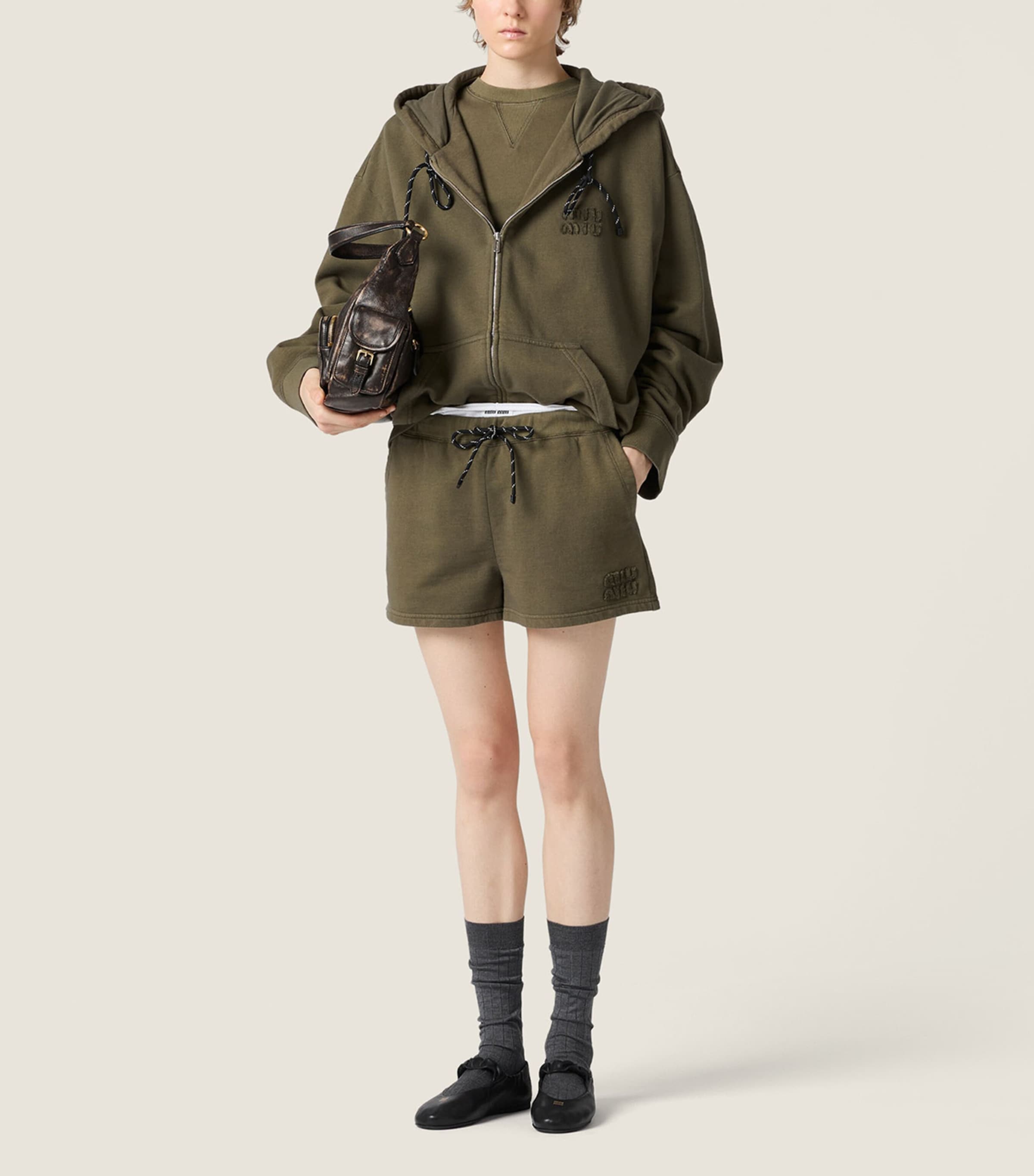 Miu Miu Womens Cotton Fleece Shorts Image 2