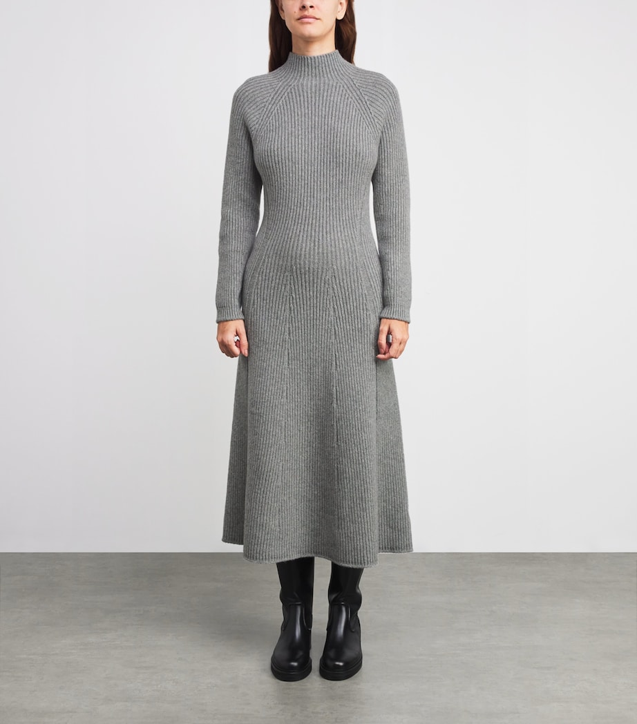 Cashmere-Blend Ribbed Midi Knitted Dress HA0308 LIGHT GREY Image 3