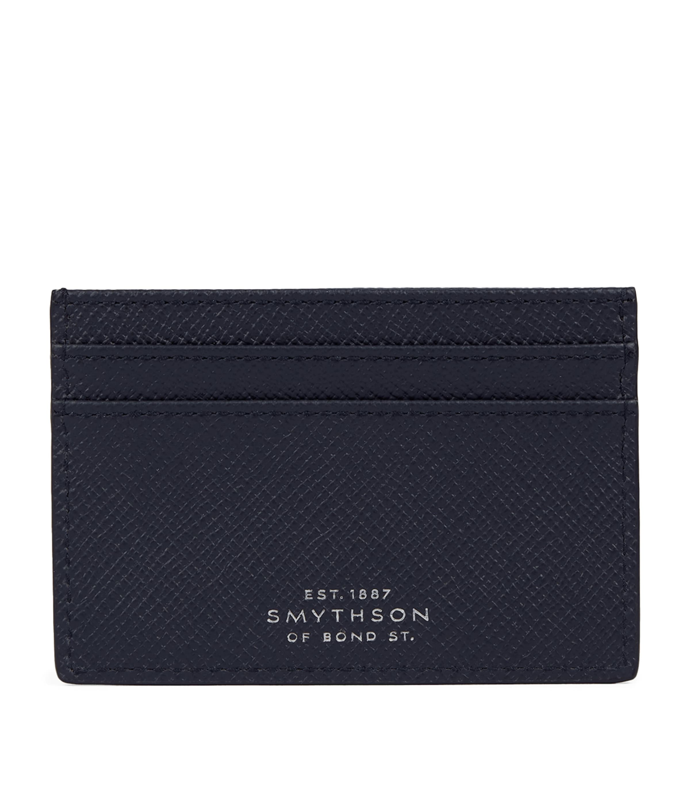 Smythson Panama Leather Stripe Card Holder Navy Image 1