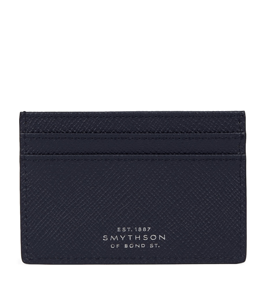 Smythson Panama Leather Stripe Card Holder Navy Image 1