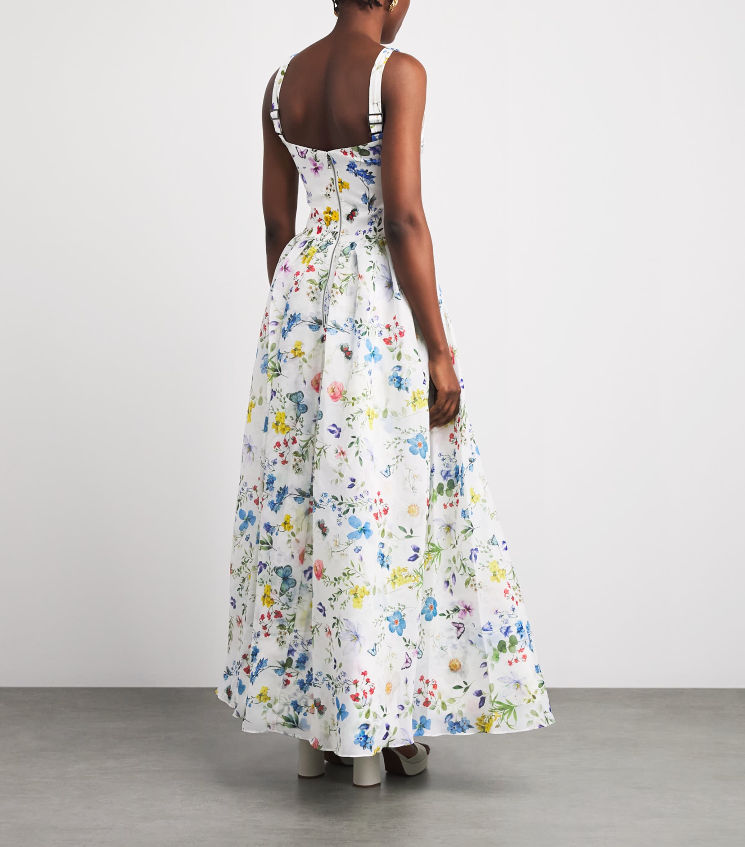 Alice+Olivia Womens Floral Maxi Dress Twstng Vines Off Wht Image 4