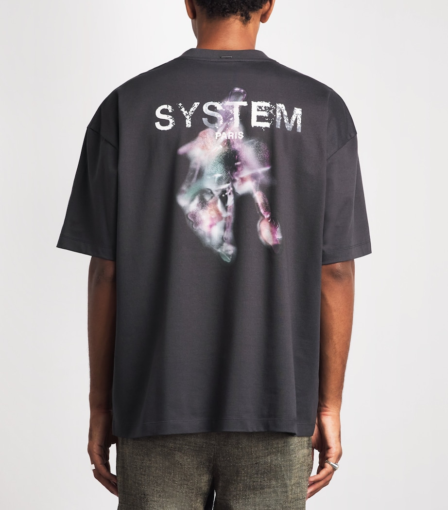 System Mens Cotton Logo T-Shirt Black Grey Image 5