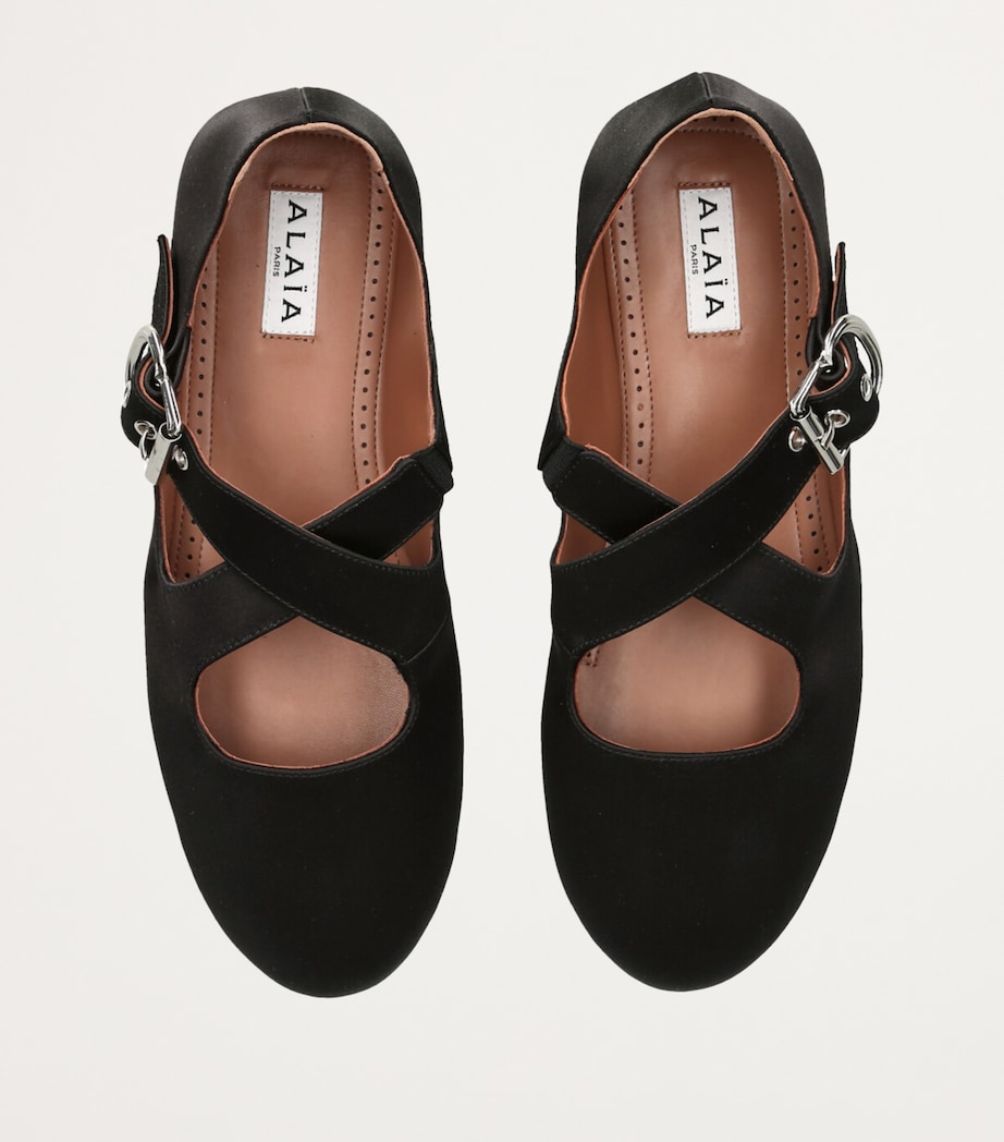 Satin Criss-Cross Ballet Flats BLACK Image 2